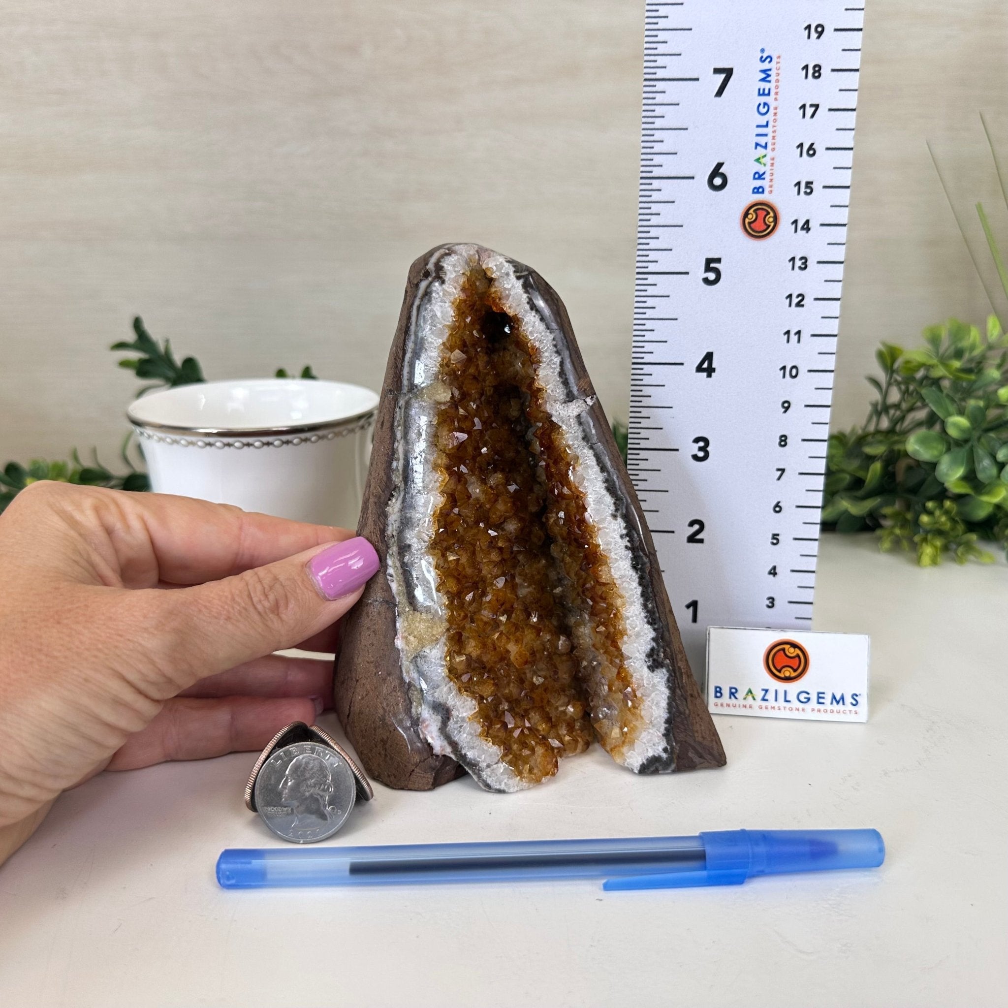 Extra Plus Quality Citrine Cluster w/ flat base, 5.4" Tall 5612 - 0234 - Brazil GemsBrazil GemsExtra Plus Quality Citrine Cluster w/ flat base, 5.4" Tall 5612 - 0234Small Clusters with Flat Bases5612 - 0234