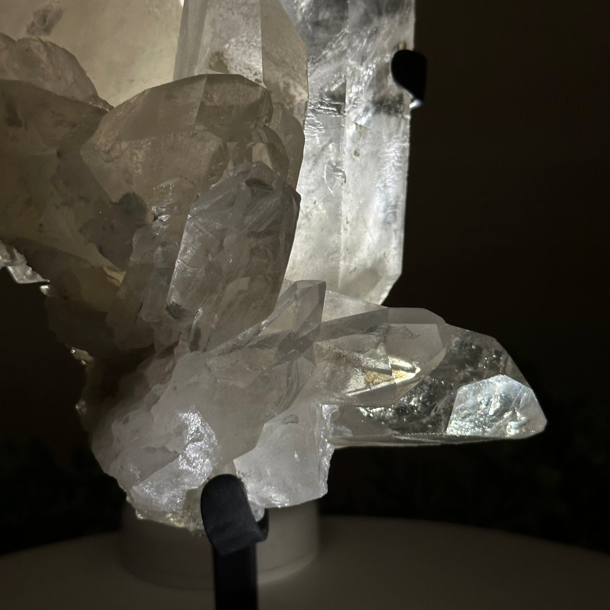 Extra Plus Quality Clear Quartz Point on a Metal Stand, 5.6 lbs & 11.2" Tall 3121CQ - 013 - Brazil GemsBrazil GemsExtra Plus Quality Clear Quartz Point on a Metal Stand, 5.6 lbs & 11.2" Tall 3121CQ - 013Crystal Points3121CQ - 013