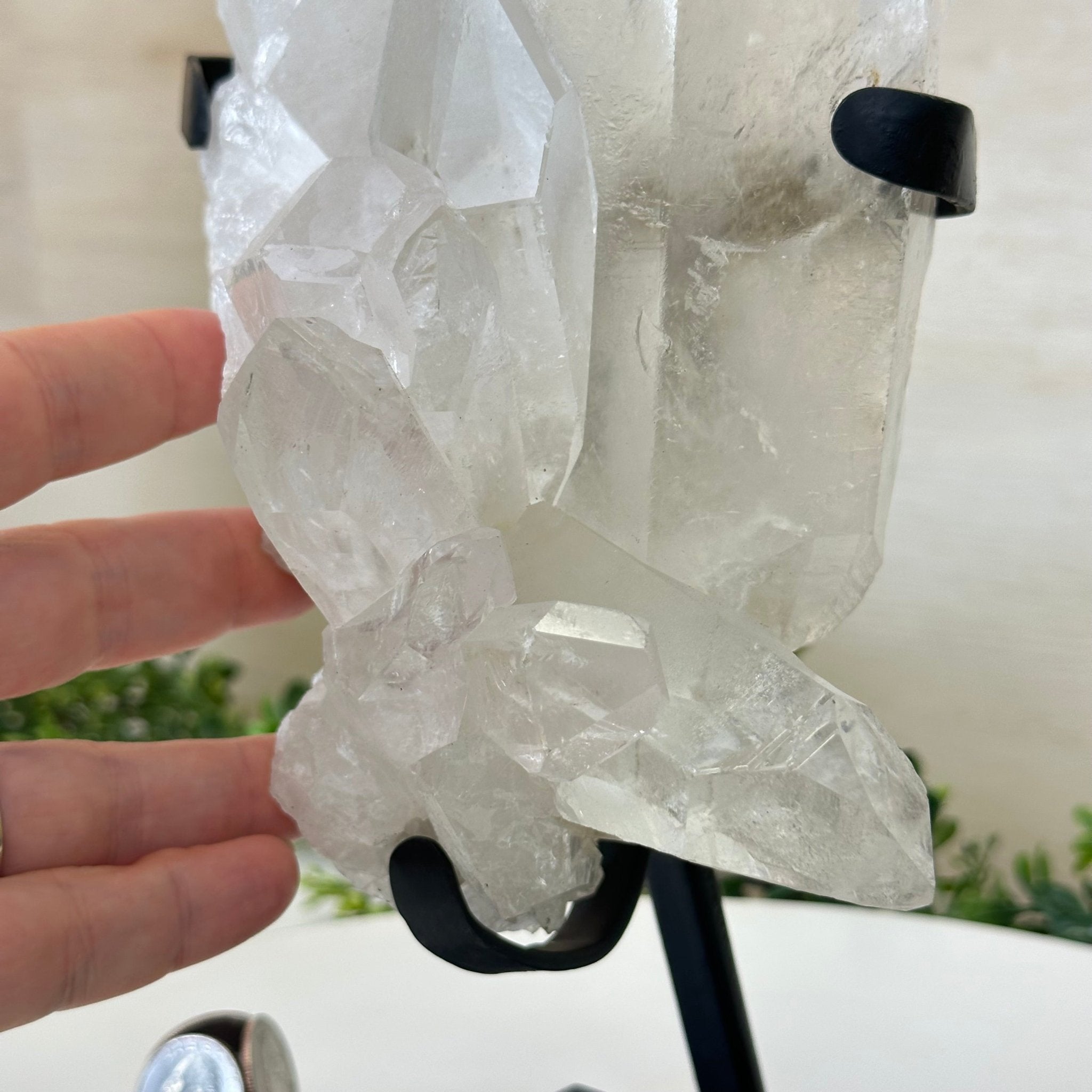Extra Plus Quality Clear Quartz Point on a Metal Stand, 5.6 lbs & 11.2" Tall 3121CQ - 013 - Brazil GemsBrazil GemsExtra Plus Quality Clear Quartz Point on a Metal Stand, 5.6 lbs & 11.2" Tall 3121CQ - 013Crystal Points3121CQ - 013