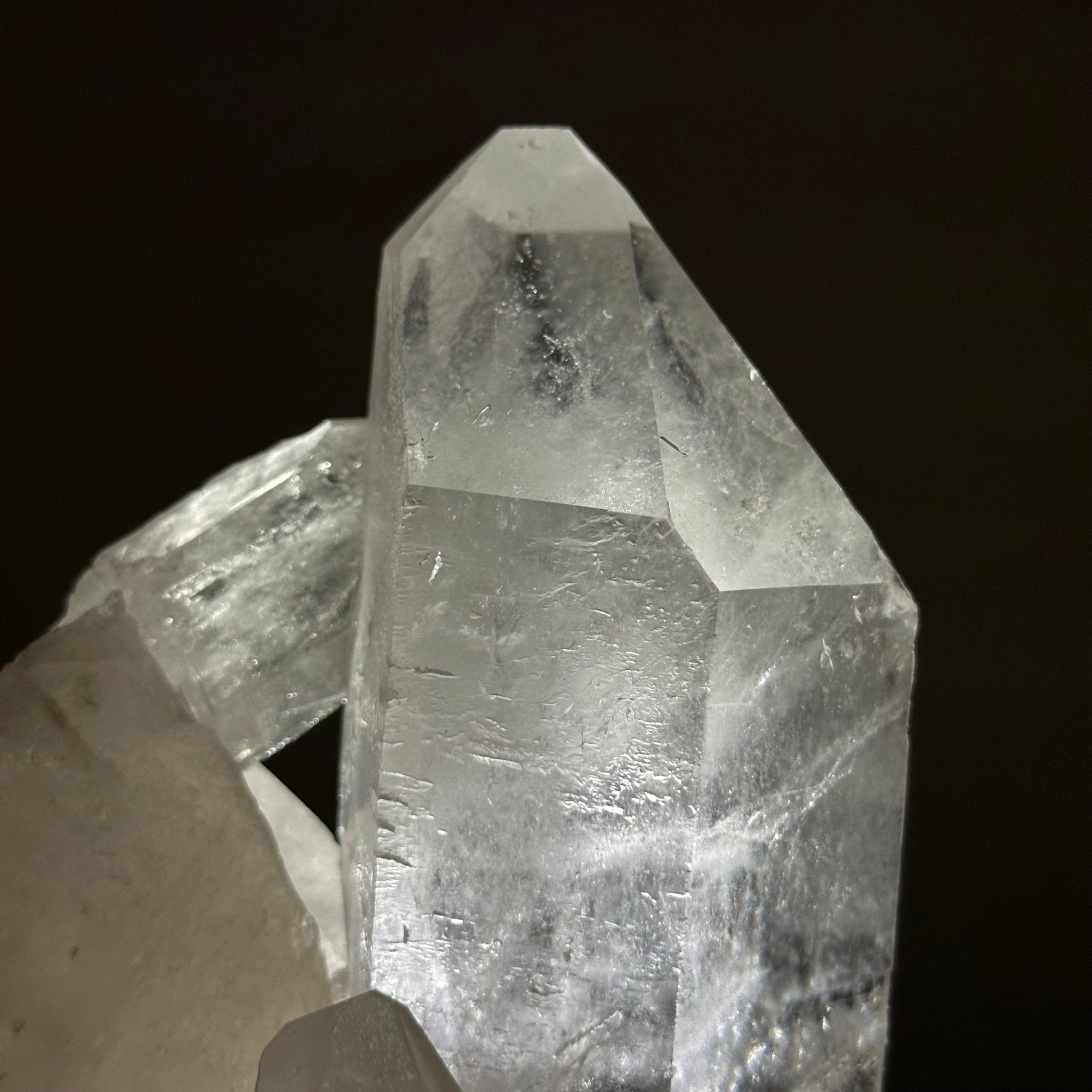 Extra Plus Quality Clear Quartz Point on a Metal Stand, 5.6 lbs & 11.2" Tall 3121CQ - 013 - Brazil GemsBrazil GemsExtra Plus Quality Clear Quartz Point on a Metal Stand, 5.6 lbs & 11.2" Tall 3121CQ - 013Crystal Points3121CQ - 013