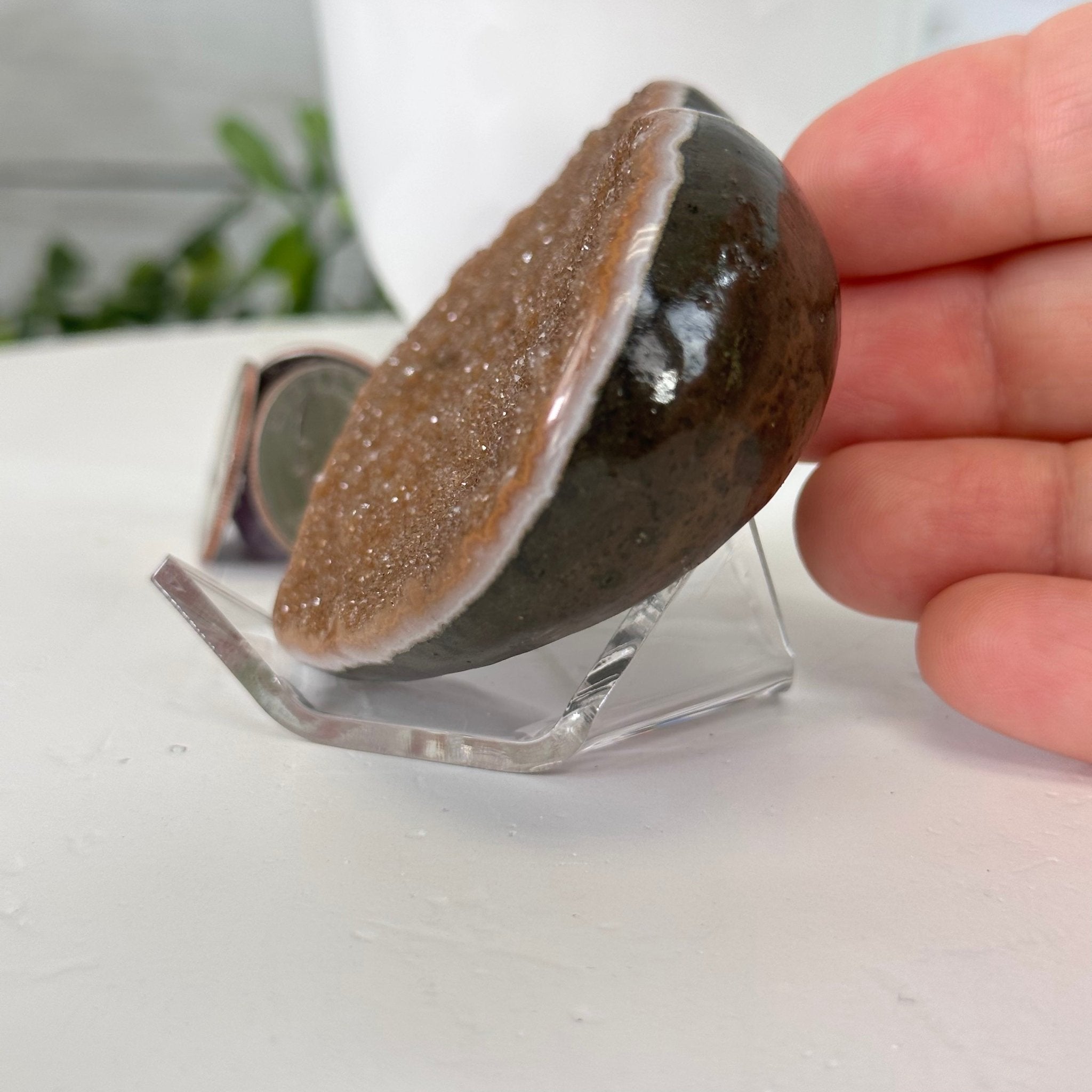 Extra Plus Quality Pink Amethyst Heart Geode on an Acrylic Stand, 0.37 lbs & 2.25" Tall #5462-0082 by Brazil Gems - Brazil GemsBrazil GemsExtra Plus Quality Pink Amethyst Heart Geode on an Acrylic Stand, 0.37 lbs & 2.25" Tall #5462-0082 by Brazil GemsHearts5462-0082