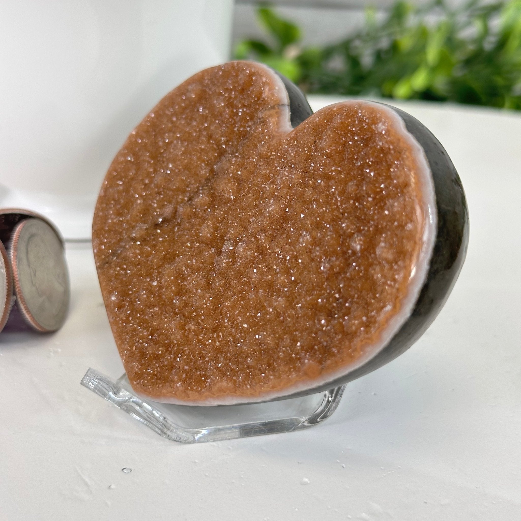 Extra Plus Quality Pink Amethyst Heart Geode on an Acrylic Stand, 0.37 lbs & 2.25" Tall #5462-0082 by Brazil Gems - Brazil GemsBrazil GemsExtra Plus Quality Pink Amethyst Heart Geode on an Acrylic Stand, 0.37 lbs & 2.25" Tall #5462-0082 by Brazil GemsHearts5462-0082