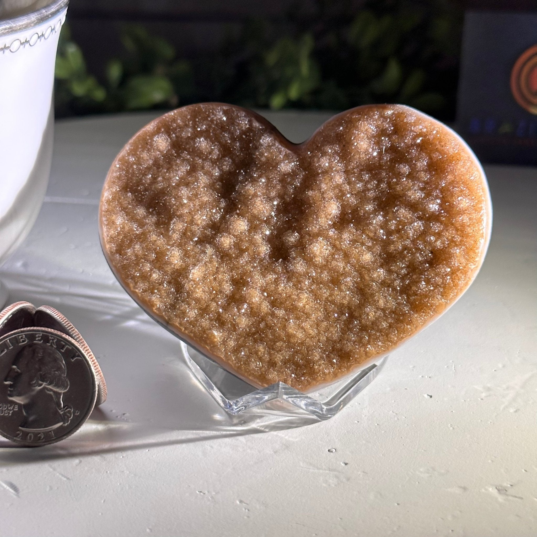 Extra Plus Quality Pink Amethyst Heart Geode on an Acrylic Stand, 0.37 lbs & 2.25" Tall #5462-0082 by Brazil Gems - Brazil GemsBrazil GemsExtra Plus Quality Pink Amethyst Heart Geode on an Acrylic Stand, 0.37 lbs & 2.25" Tall #5462-0082 by Brazil GemsHearts5462-0082