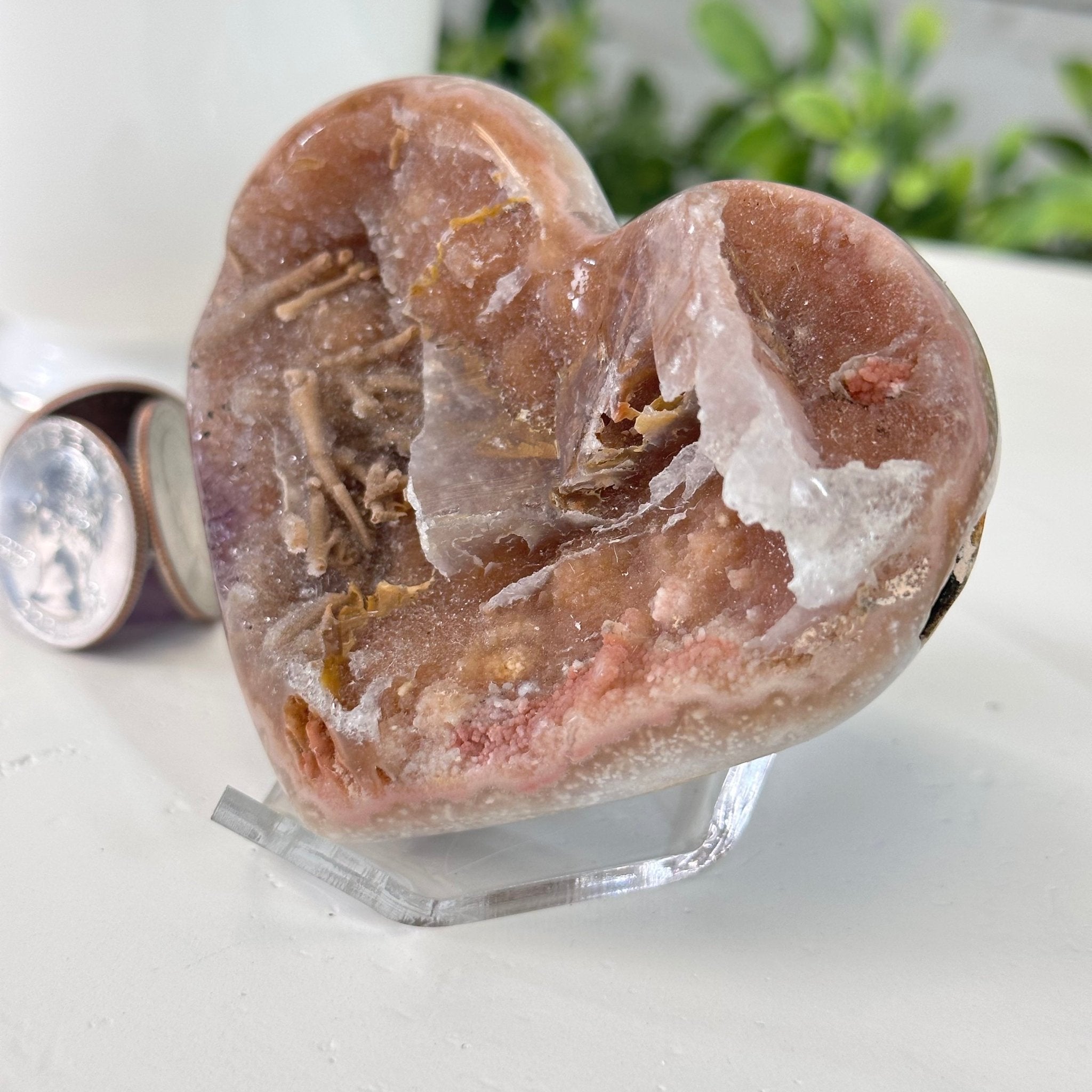 Extra Plus Quality Pink Amethyst Heart Geode on an Acrylic Stand, 0.37 lbs & 2.5" Tall #5462PK-001 by Brazil Gems - Brazil GemsBrazil GemsExtra Plus Quality Pink Amethyst Heart Geode on an Acrylic Stand, 0.37 lbs & 2.5" Tall #5462PK-001 by Brazil GemsHearts5462PK-001