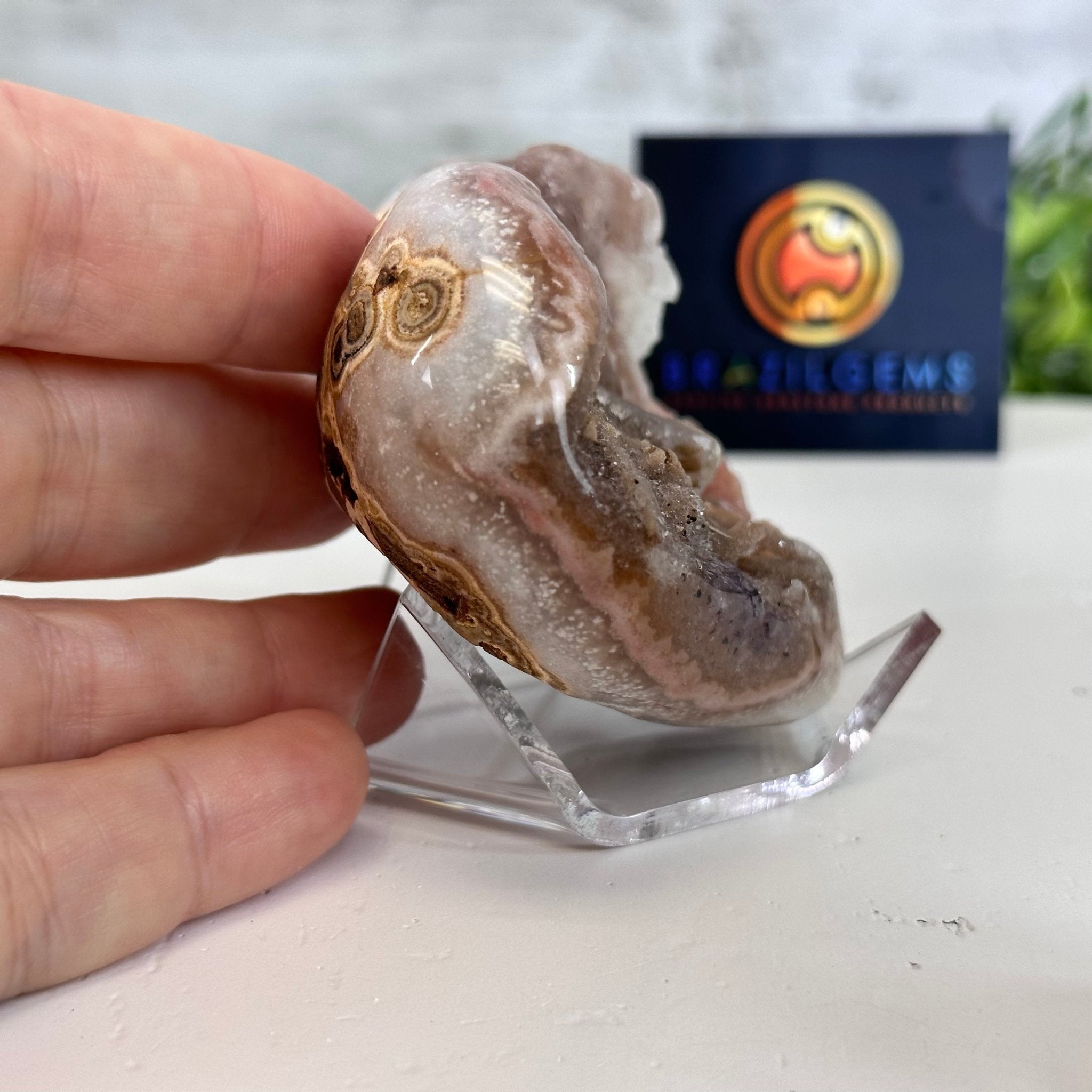 Extra Plus Quality Pink Amethyst Heart Geode on an Acrylic Stand, 0.37 lbs & 2.5" Tall #5462PK-001 by Brazil Gems - Brazil GemsBrazil GemsExtra Plus Quality Pink Amethyst Heart Geode on an Acrylic Stand, 0.37 lbs & 2.5" Tall #5462PK-001 by Brazil GemsHearts5462PK-001