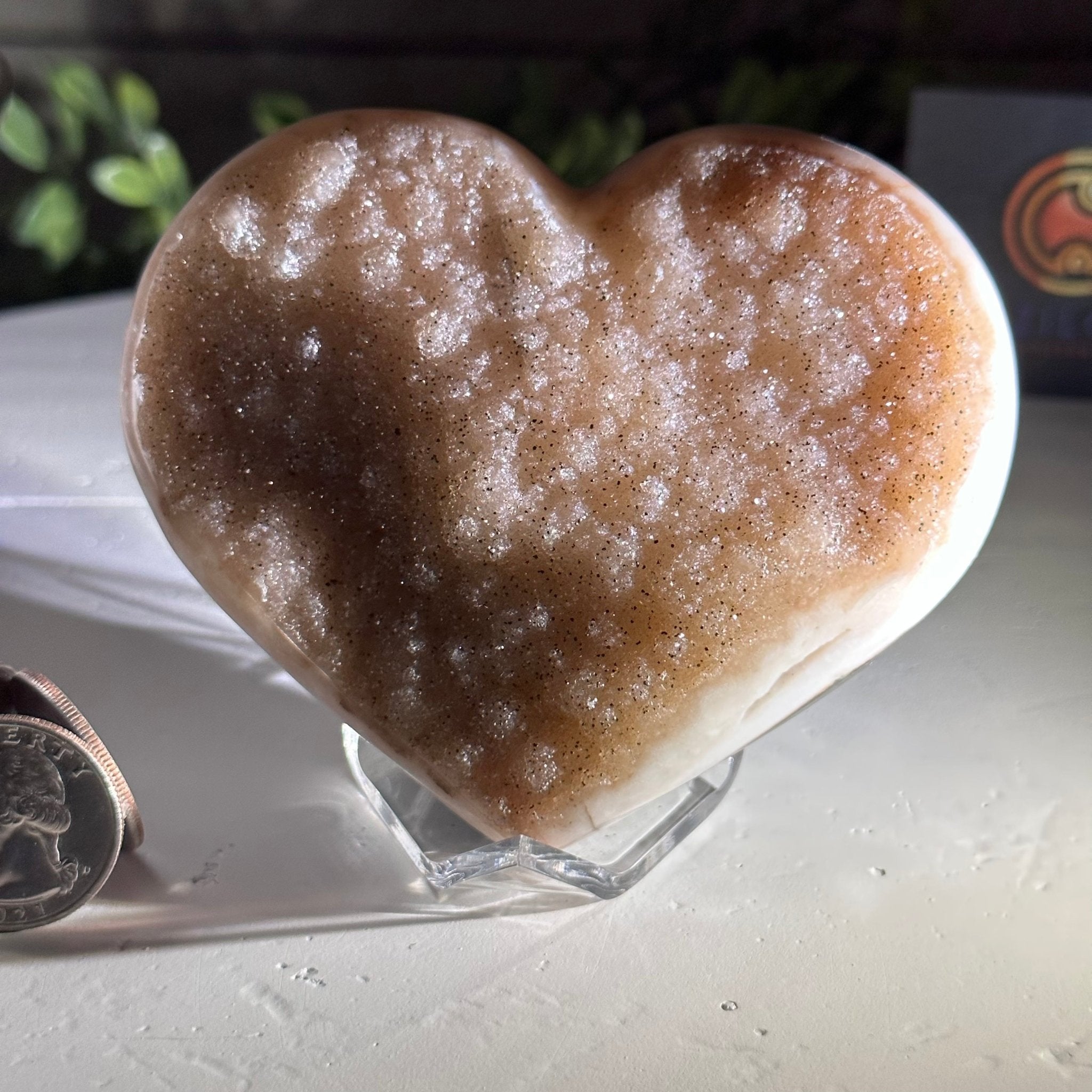 Extra Plus Quality Pink Amethyst Heart Geode on an Acrylic Stand, 0.98 lbs & 3" Tall #5462-0053 by Brazil Gems - Brazil GemsBrazil GemsExtra Plus Quality Pink Amethyst Heart Geode on an Acrylic Stand, 0.98 lbs & 3" Tall #5462-0053 by Brazil GemsHearts5462-0053