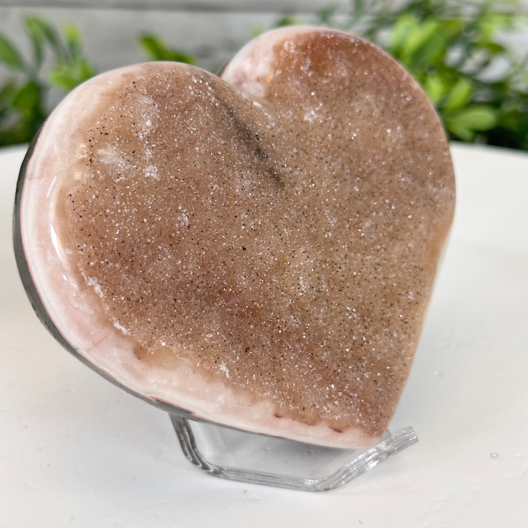 Extra Plus Quality Pink Amethyst Heart Geode on an Acrylic Stand, 0.98 lbs & 3" Tall #5462-0053 by Brazil Gems - Brazil GemsBrazil GemsExtra Plus Quality Pink Amethyst Heart Geode on an Acrylic Stand, 0.98 lbs & 3" Tall #5462-0053 by Brazil GemsHearts5462-0053