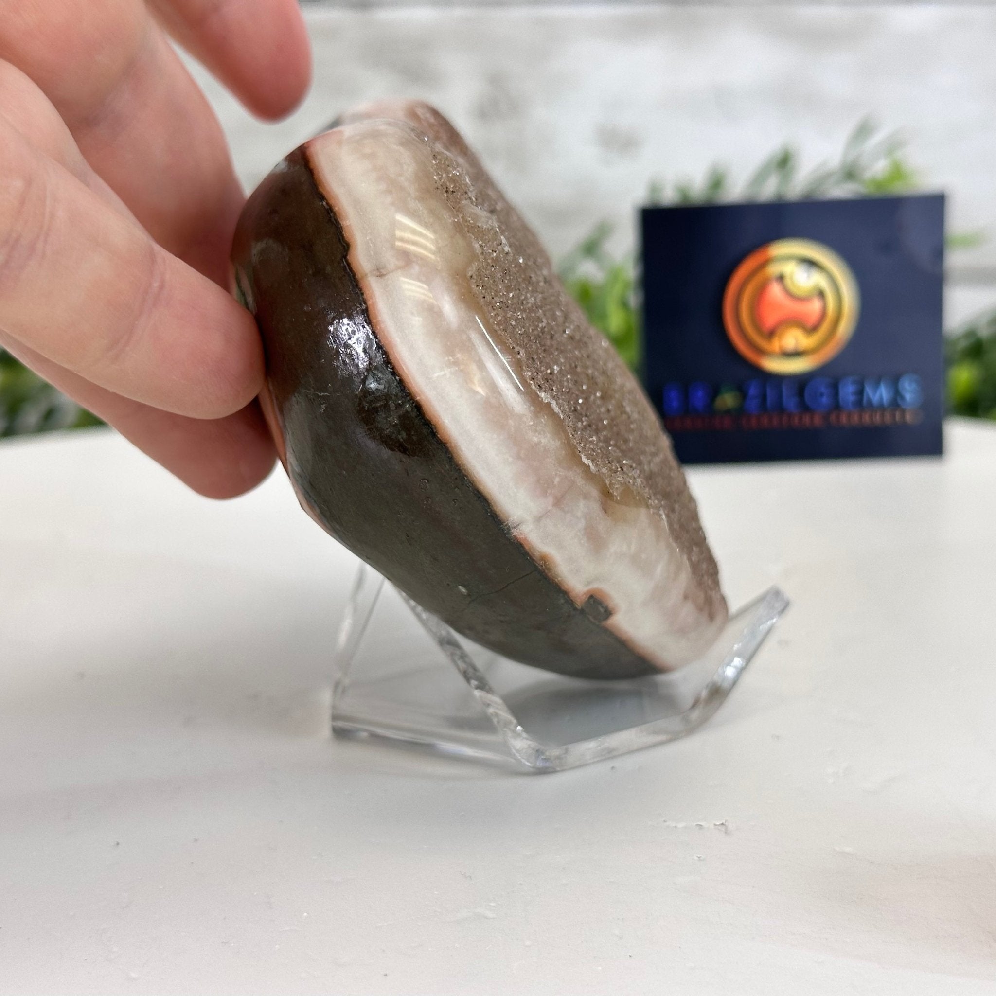 Extra Plus Quality Pink Amethyst Heart Geode on an Acrylic Stand, 0.98 lbs & 3" Tall #5462-0053 by Brazil Gems - Brazil GemsBrazil GemsExtra Plus Quality Pink Amethyst Heart Geode on an Acrylic Stand, 0.98 lbs & 3" Tall #5462-0053 by Brazil GemsHearts5462-0053