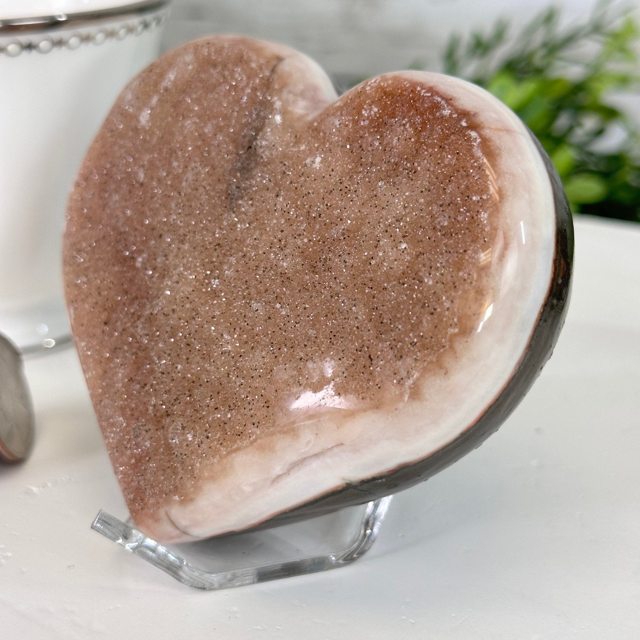Extra Plus Quality Pink Amethyst Heart Geode on an Acrylic Stand, 0.98 lbs & 3" Tall #5462-0053 by Brazil Gems - Brazil GemsBrazil GemsExtra Plus Quality Pink Amethyst Heart Geode on an Acrylic Stand, 0.98 lbs & 3" Tall #5462-0053 by Brazil GemsHearts5462-0053