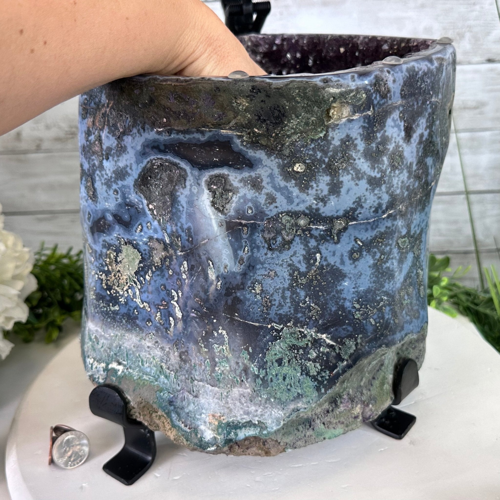 Extra Plus Quality Polished Amethyst "Jewelry Box", Clam Shell style Lid, 43.3 lbs & 19" tall, Model #5656-0013 by Brazil Gems - Brazil GemsBrazil GemsExtra Plus Quality Polished Amethyst "Jewelry Box", Clam Shell style Lid, 43.3 lbs & 19" tall, Model #5656-0013 by Brazil GemsGeode Jewelry Boxes5656-0013