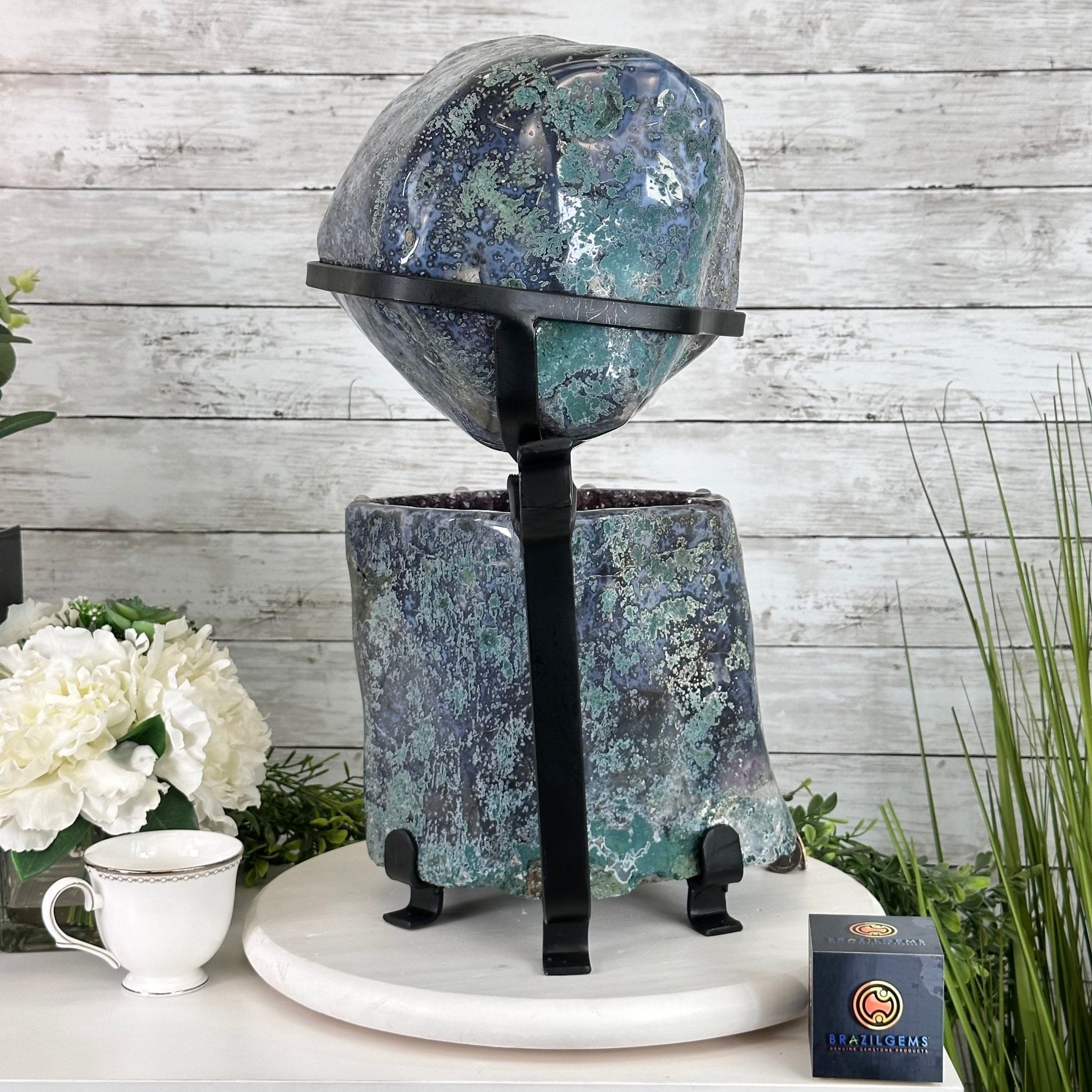 Extra Plus Quality Polished Amethyst "Jewelry Box", Clam Shell style Lid, 43.3 lbs & 19" tall, Model #5656-0013 by Brazil Gems - Brazil GemsBrazil GemsExtra Plus Quality Polished Amethyst "Jewelry Box", Clam Shell style Lid, 43.3 lbs & 19" tall, Model #5656-0013 by Brazil GemsGeode Jewelry Boxes5656-0013