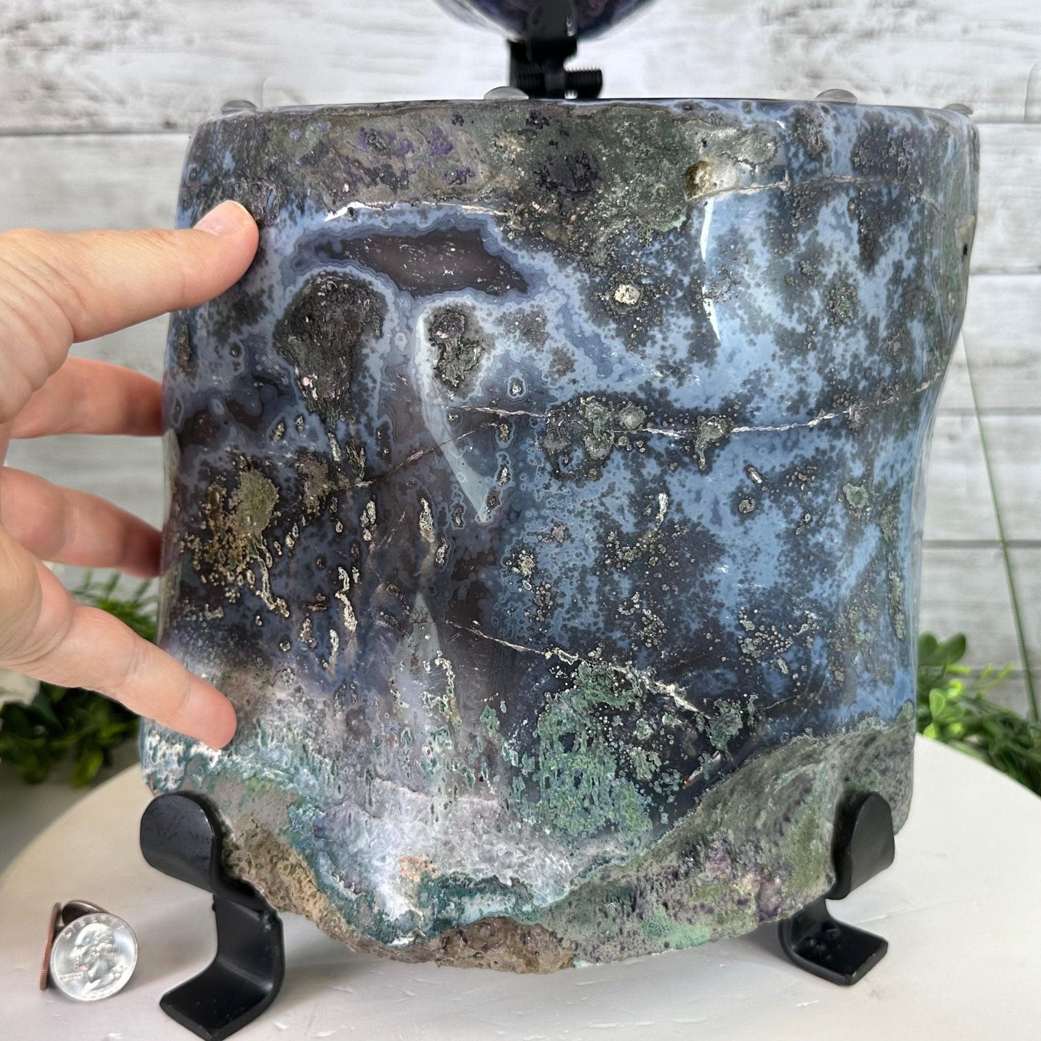 Extra Plus Quality Polished Amethyst "Jewelry Box", Clam Shell style Lid, 43.3 lbs & 19" tall, Model #5656-0013 by Brazil Gems - Brazil GemsBrazil GemsExtra Plus Quality Polished Amethyst "Jewelry Box", Clam Shell style Lid, 43.3 lbs & 19" tall, Model #5656-0013 by Brazil GemsGeode Jewelry Boxes5656-0013