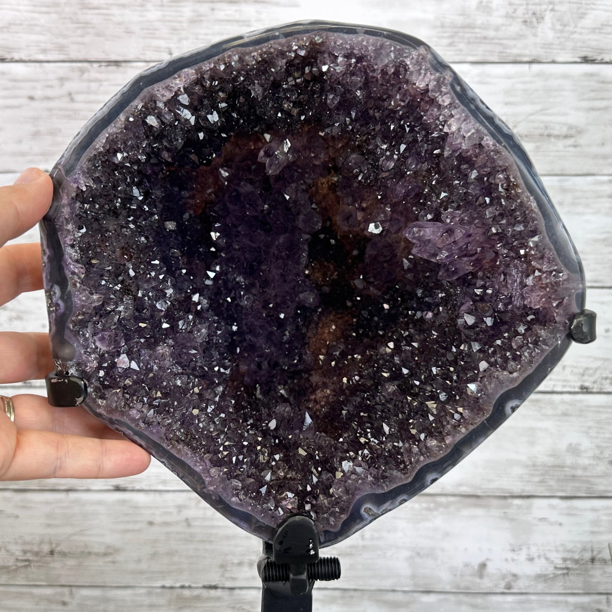 Extra Plus Quality Polished Amethyst "Jewelry Box", Clam Shell style Lid, 43.3 lbs & 19" tall, Model #5656-0013 by Brazil Gems - Brazil GemsBrazil GemsExtra Plus Quality Polished Amethyst "Jewelry Box", Clam Shell style Lid, 43.3 lbs & 19" tall, Model #5656-0013 by Brazil GemsGeode Jewelry Boxes5656-0013