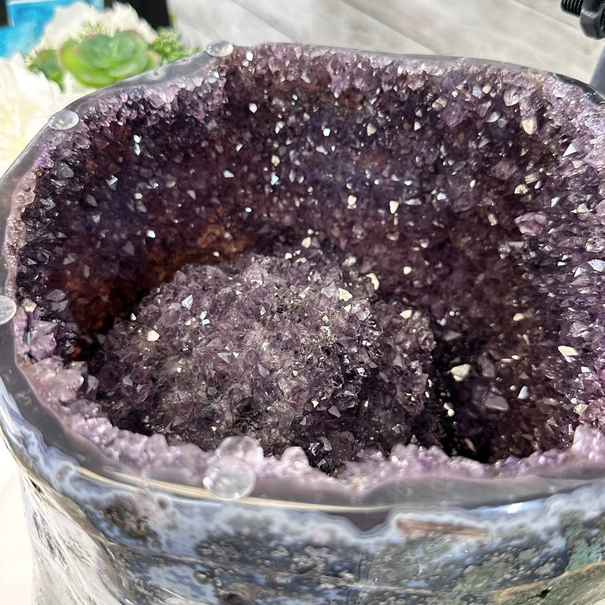 Extra Plus Quality Polished Amethyst "Jewelry Box", Clam Shell style Lid, 43.3 lbs & 19" tall, Model #5656-0013 by Brazil Gems - Brazil GemsBrazil GemsExtra Plus Quality Polished Amethyst "Jewelry Box", Clam Shell style Lid, 43.3 lbs & 19" tall, Model #5656-0013 by Brazil GemsGeode Jewelry Boxes5656-0013