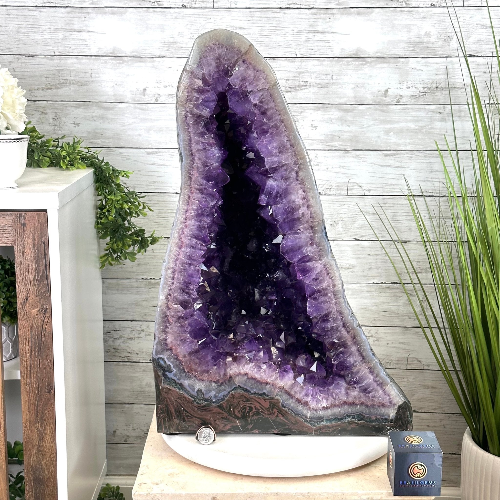 Extra Plus Quality Polished Brazilian Amethyst Cathedral, 103.7 lbs & 23" tall Model #5602-0061 by Brazil Gems - Brazil GemsBrazil GemsExtra Plus Quality Polished Brazilian Amethyst Cathedral, 103.7 lbs & 23" tall Model #5602-0061 by Brazil GemsPolished Cathedrals5602-0061