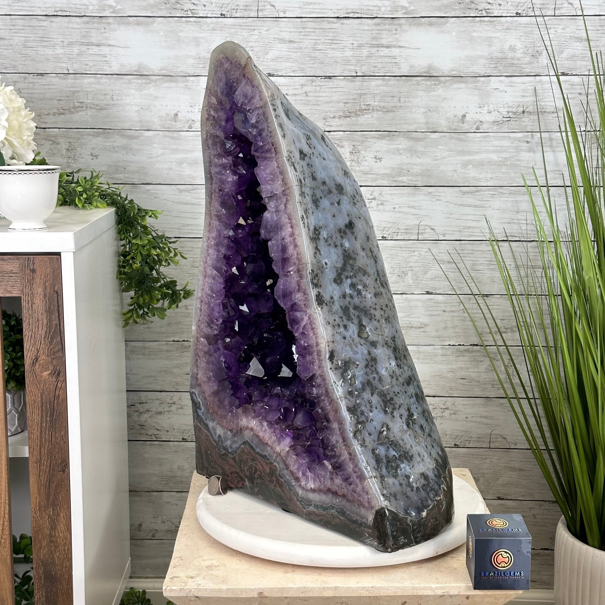 Extra Plus Quality Polished Brazilian Amethyst Cathedral, 103.7 lbs & 23" tall Model #5602-0061 by Brazil Gems - Brazil GemsBrazil GemsExtra Plus Quality Polished Brazilian Amethyst Cathedral, 103.7 lbs & 23" tall Model #5602-0061 by Brazil GemsPolished Cathedrals5602-0061