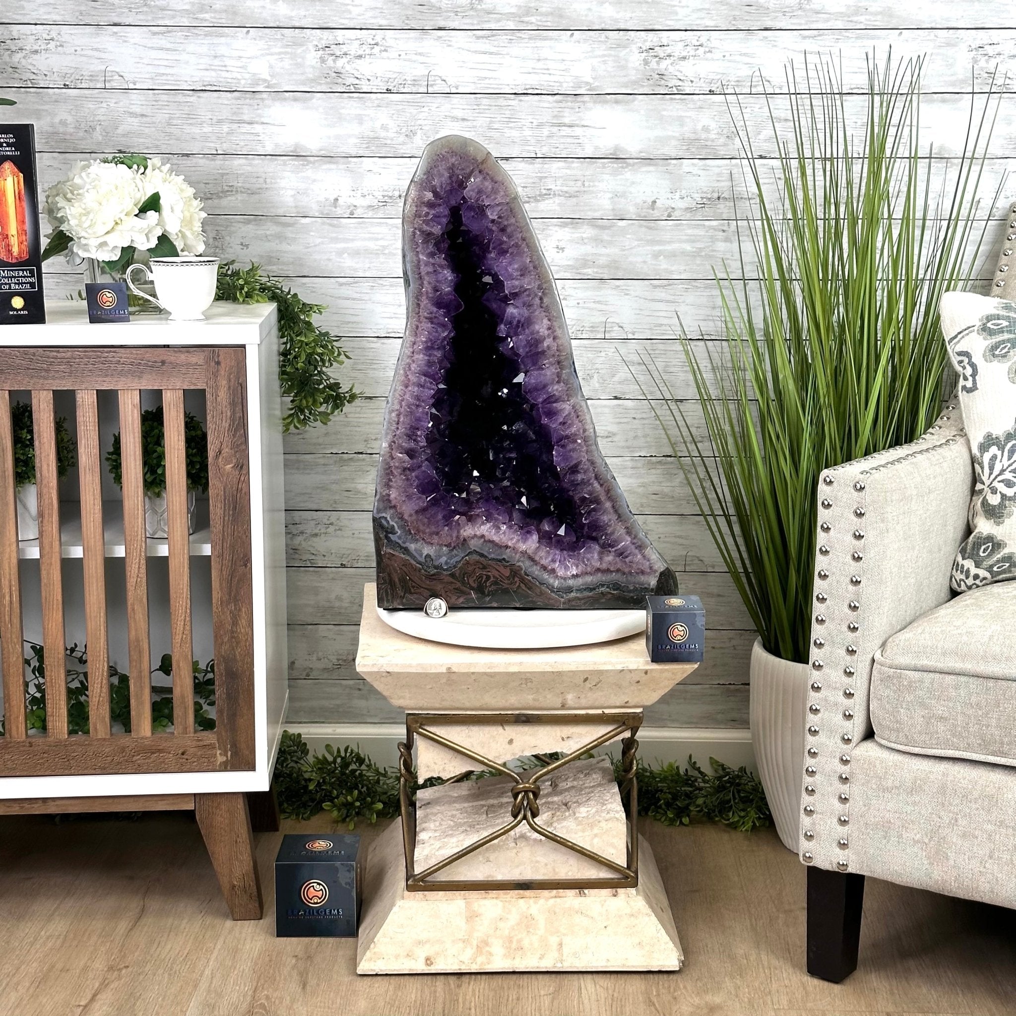 Extra Plus Quality Polished Brazilian Amethyst Cathedral, 103.7 lbs & 23" tall Model #5602-0061 by Brazil Gems - Brazil GemsBrazil GemsExtra Plus Quality Polished Brazilian Amethyst Cathedral, 103.7 lbs & 23" tall Model #5602-0061 by Brazil GemsPolished Cathedrals5602-0061