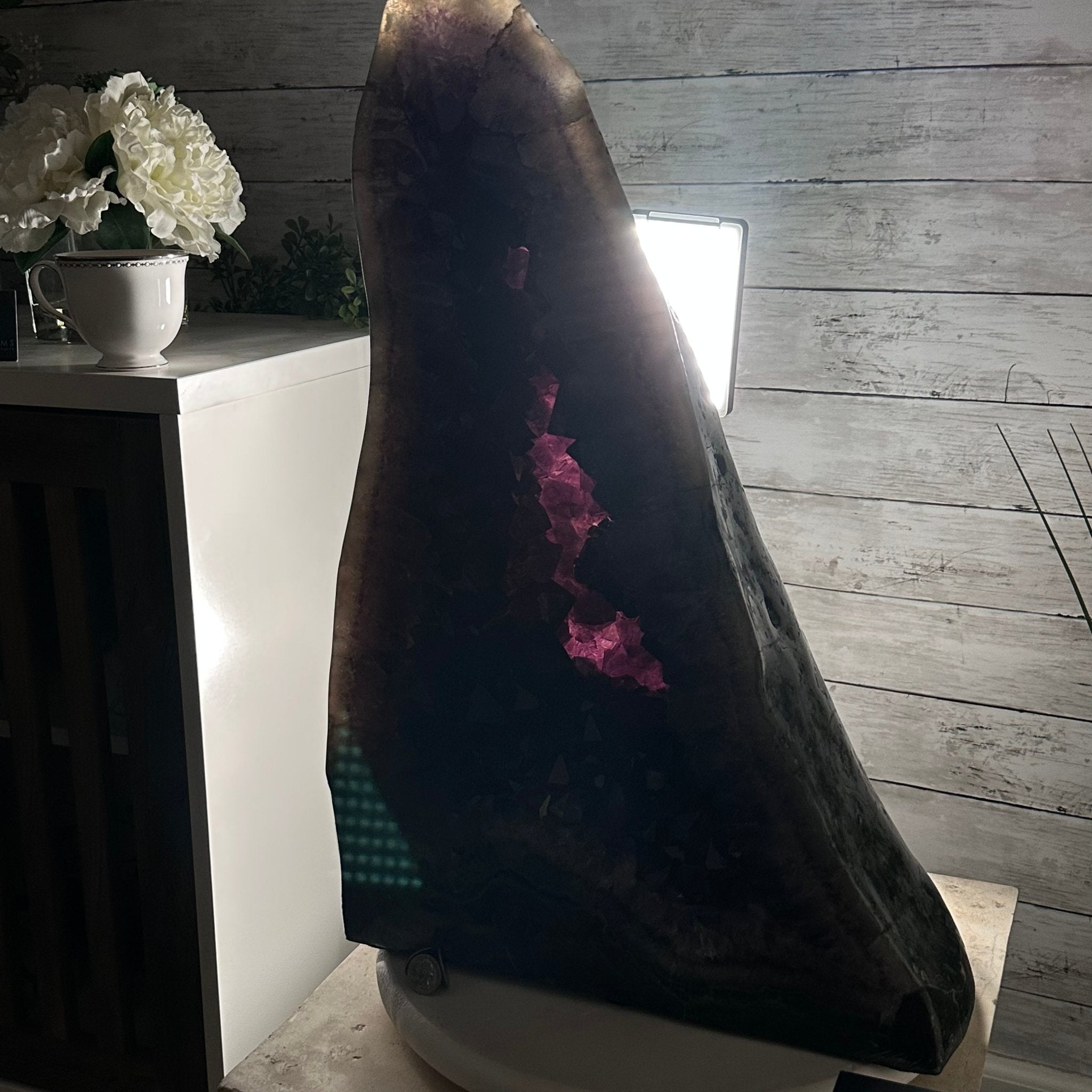 Extra Plus Quality Polished Brazilian Amethyst Cathedral, 103.7 lbs & 23" tall Model #5602-0061 by Brazil Gems - Brazil GemsBrazil GemsExtra Plus Quality Polished Brazilian Amethyst Cathedral, 103.7 lbs & 23" tall Model #5602-0061 by Brazil GemsPolished Cathedrals5602-0061