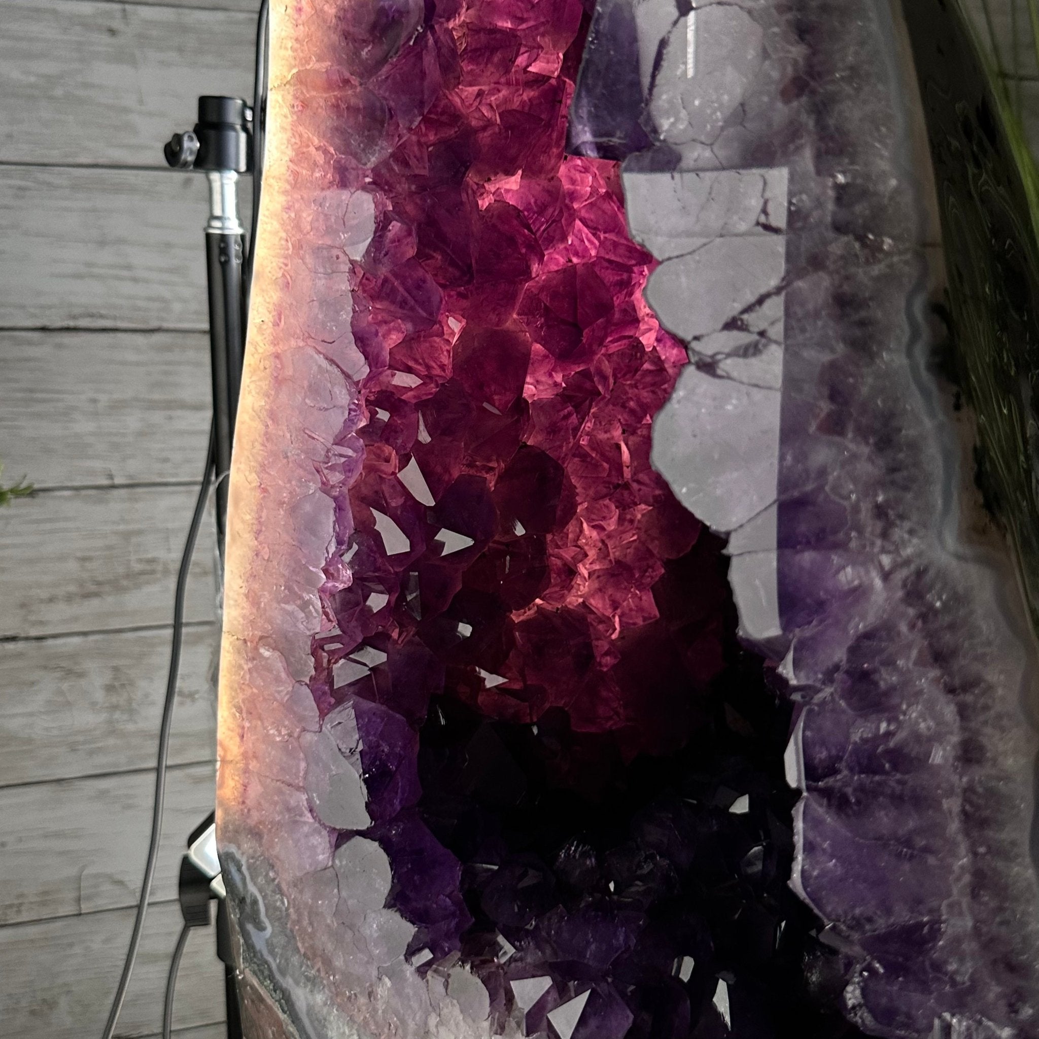 Extra Plus Quality Polished Brazilian Amethyst Cathedral, 103.7 lbs & 23" tall Model #5602-0061 by Brazil Gems - Brazil GemsBrazil GemsExtra Plus Quality Polished Brazilian Amethyst Cathedral, 103.7 lbs & 23" tall Model #5602-0061 by Brazil GemsPolished Cathedrals5602-0061