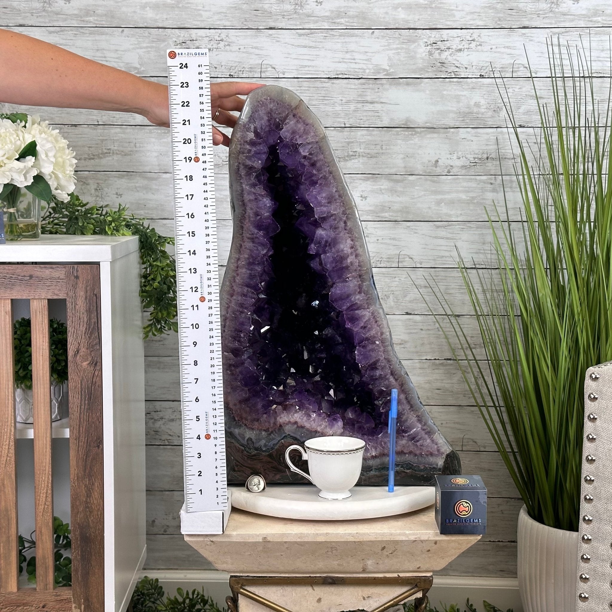 Extra Plus Quality Polished Brazilian Amethyst Cathedral, 103.7 lbs & 23" tall Model #5602-0061 by Brazil Gems - Brazil GemsBrazil GemsExtra Plus Quality Polished Brazilian Amethyst Cathedral, 103.7 lbs & 23" tall Model #5602-0061 by Brazil GemsPolished Cathedrals5602-0061