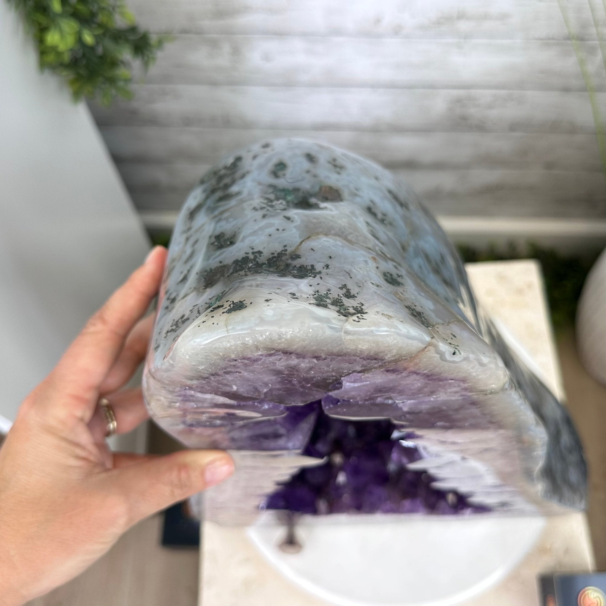 Extra Plus Quality Polished Brazilian Amethyst Cathedral, 103.7 lbs & 23" tall Model #5602-0061 by Brazil Gems - Brazil GemsBrazil GemsExtra Plus Quality Polished Brazilian Amethyst Cathedral, 103.7 lbs & 23" tall Model #5602-0061 by Brazil GemsPolished Cathedrals5602-0061