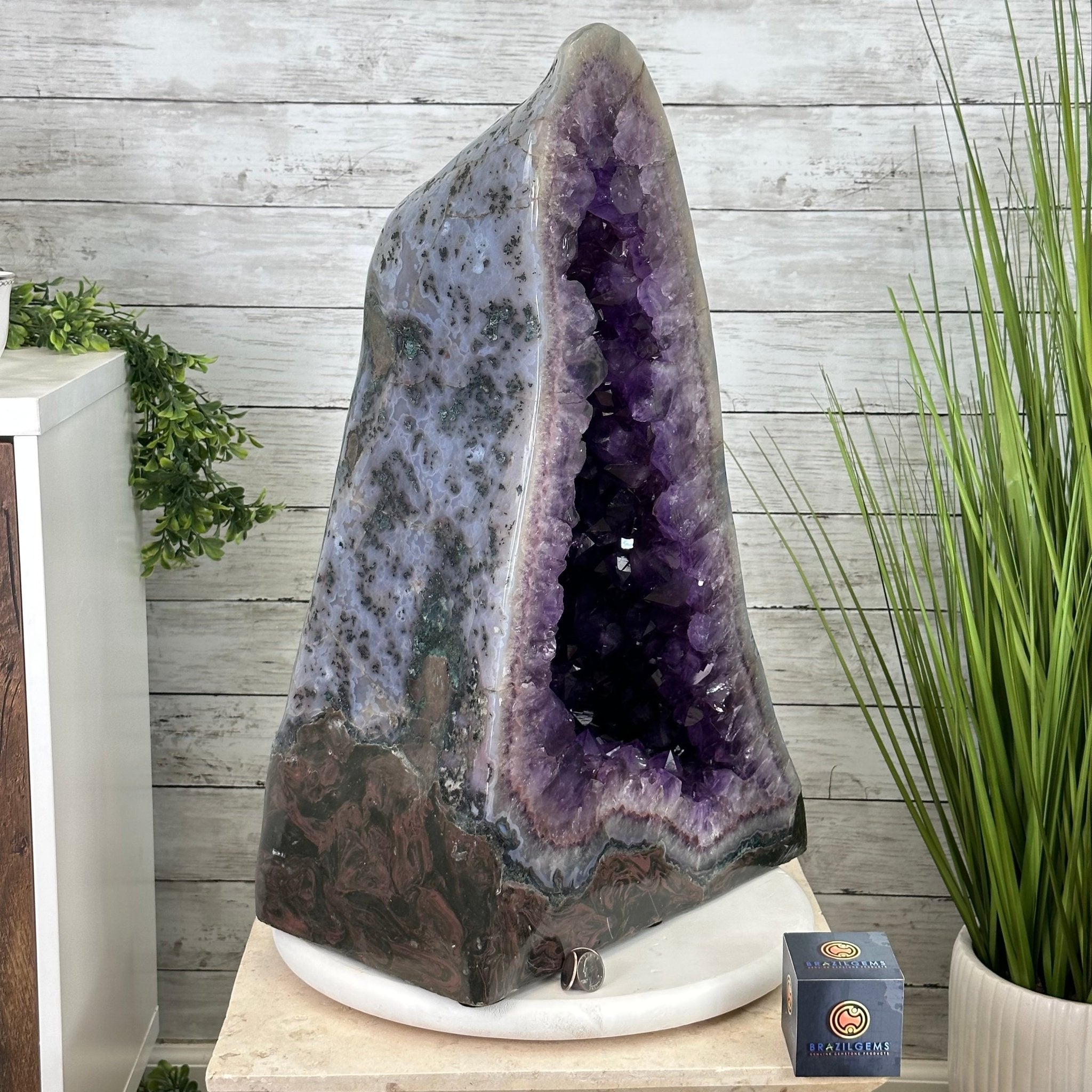 Extra Plus Quality Polished Brazilian Amethyst Cathedral, 103.7 lbs & 23" tall Model #5602-0061 by Brazil Gems - Brazil GemsBrazil GemsExtra Plus Quality Polished Brazilian Amethyst Cathedral, 103.7 lbs & 23" tall Model #5602-0061 by Brazil GemsPolished Cathedrals5602-0061