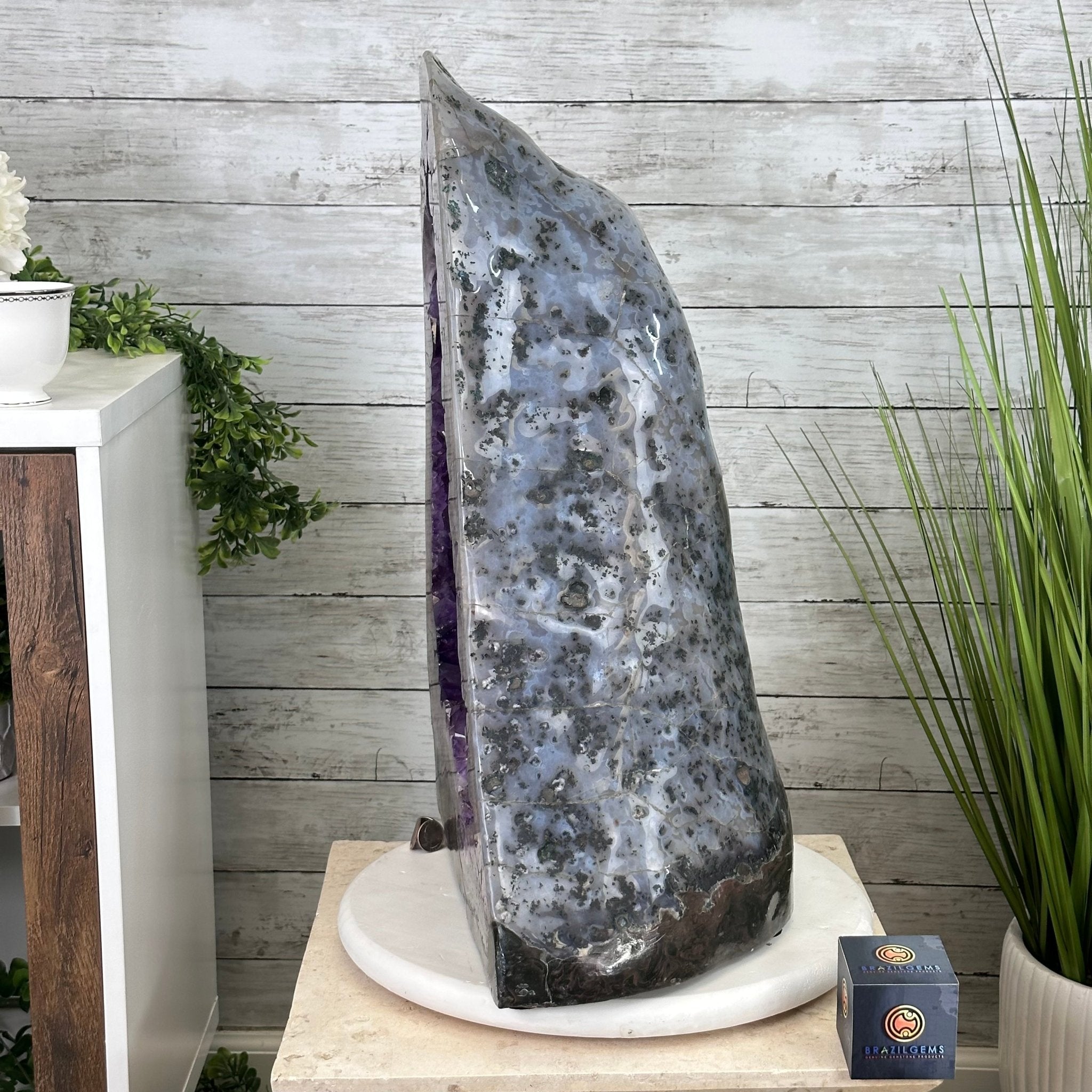 Extra Plus Quality Polished Brazilian Amethyst Cathedral, 103.7 lbs & 23" tall Model #5602-0061 by Brazil Gems - Brazil GemsBrazil GemsExtra Plus Quality Polished Brazilian Amethyst Cathedral, 103.7 lbs & 23" tall Model #5602-0061 by Brazil GemsPolished Cathedrals5602-0061