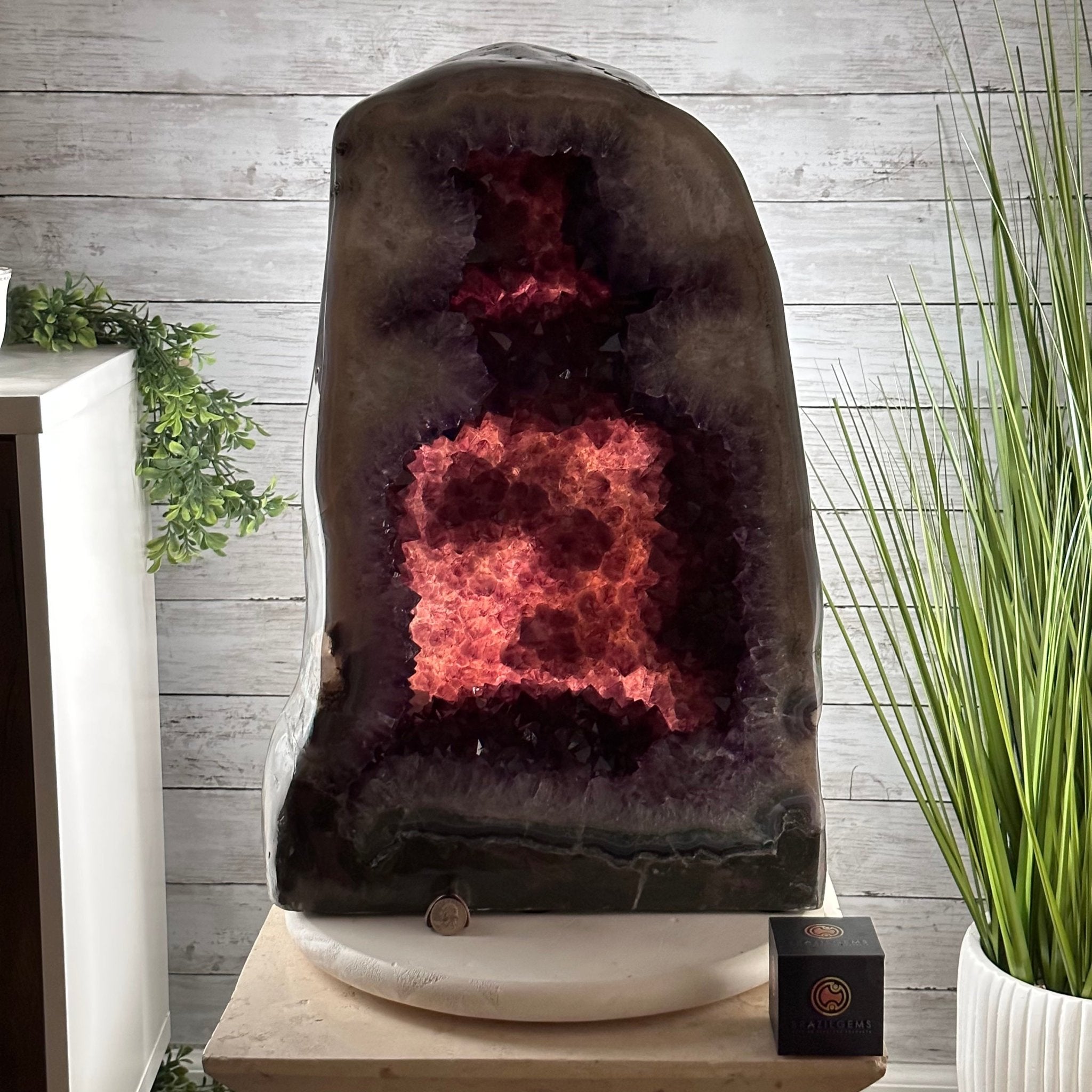 Extra Plus Quality Polished Brazilian Amethyst Cathedral, 107.8 lbs & 22.8" tall Model #5602-0062 by Brazil Gems - Brazil GemsBrazil GemsExtra Plus Quality Polished Brazilian Amethyst Cathedral, 107.8 lbs & 22.8" tall Model #5602-0062 by Brazil GemsPolished Cathedrals5602-0062