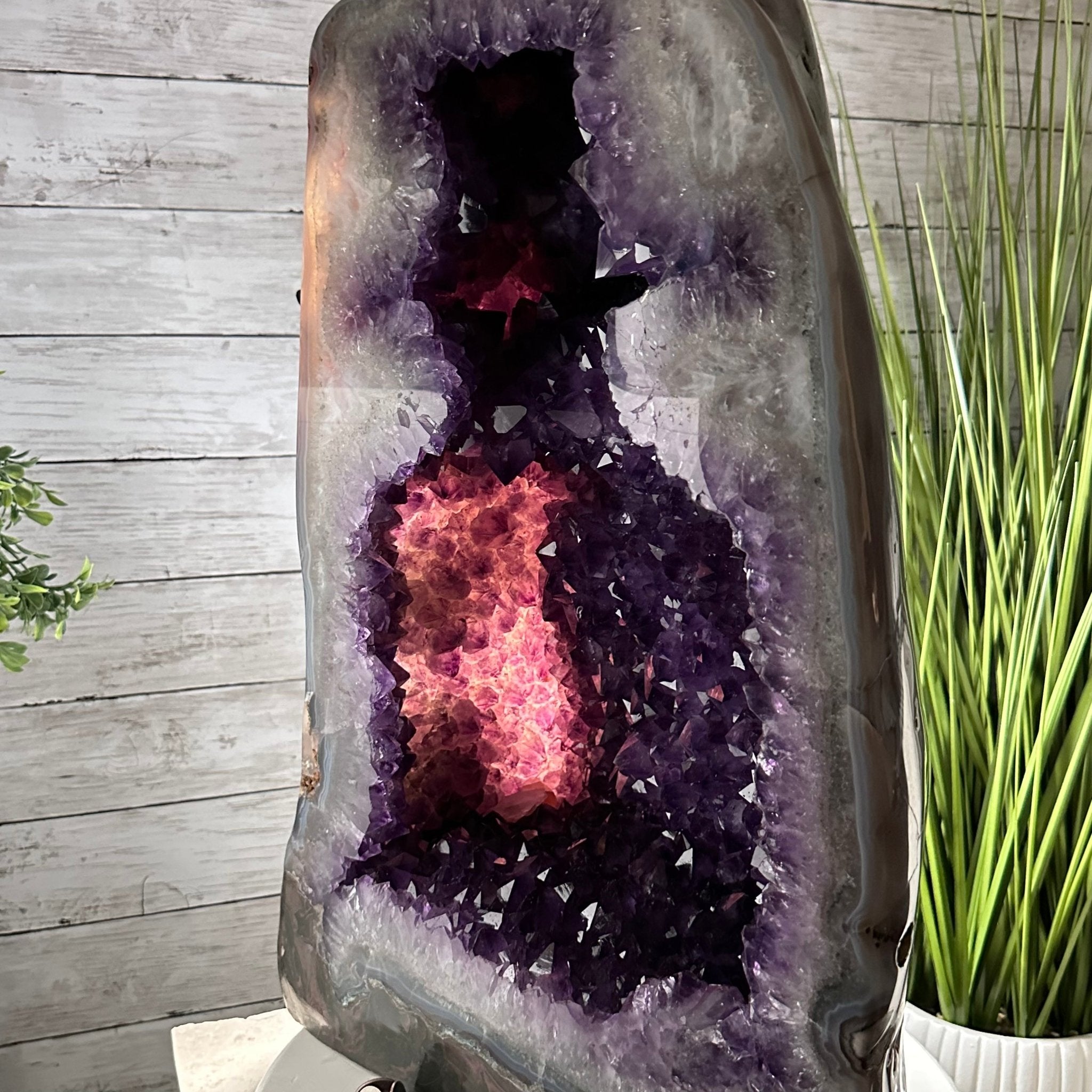 Extra Plus Quality Polished Brazilian Amethyst Cathedral, 107.8 lbs & 22.8" tall Model #5602-0062 by Brazil Gems - Brazil GemsBrazil GemsExtra Plus Quality Polished Brazilian Amethyst Cathedral, 107.8 lbs & 22.8" tall Model #5602-0062 by Brazil GemsPolished Cathedrals5602-0062