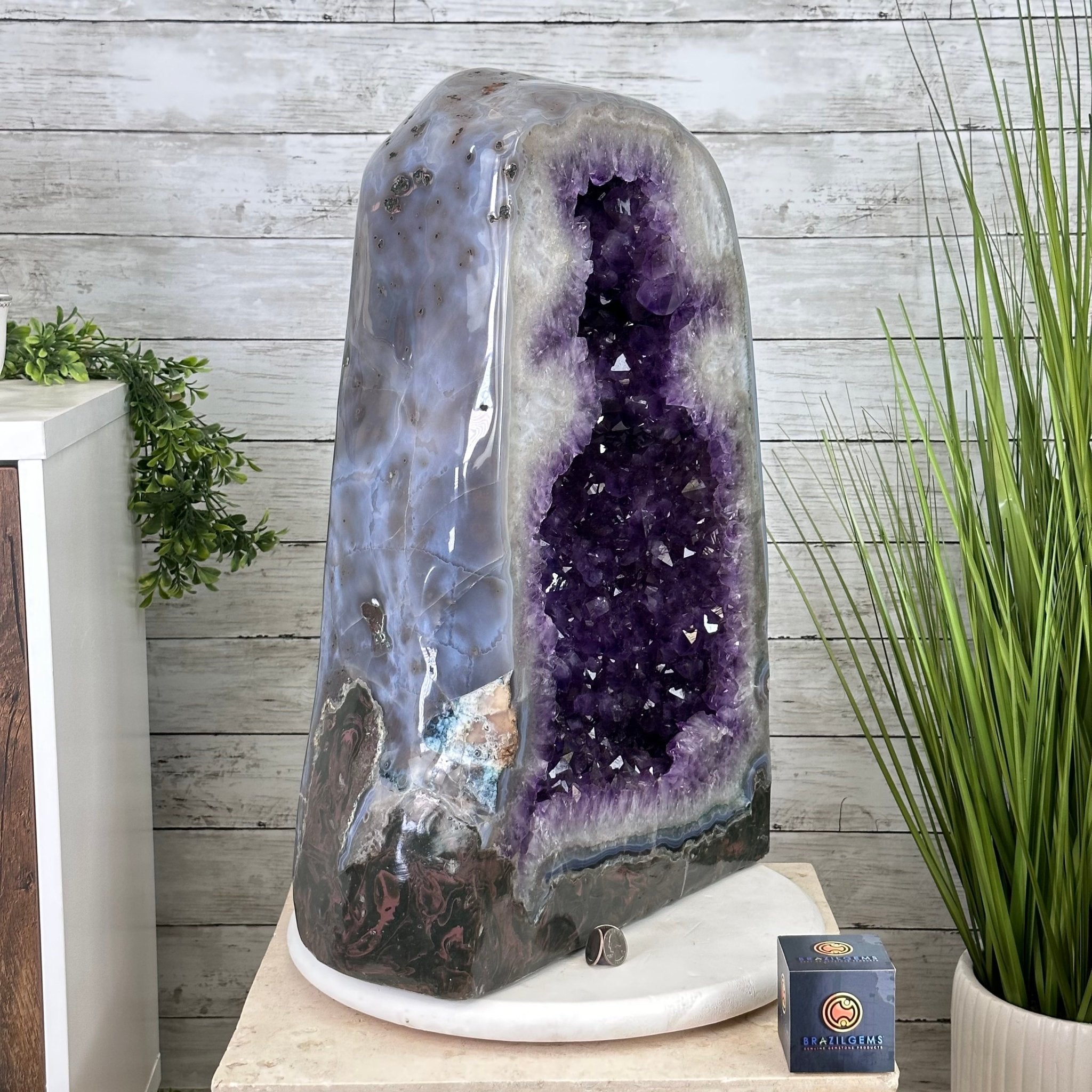 Extra Plus Quality Polished Brazilian Amethyst Cathedral, 107.8 lbs & 22.8" tall Model #5602-0062 by Brazil Gems - Brazil GemsBrazil GemsExtra Plus Quality Polished Brazilian Amethyst Cathedral, 107.8 lbs & 22.8" tall Model #5602-0062 by Brazil GemsPolished Cathedrals5602-0062