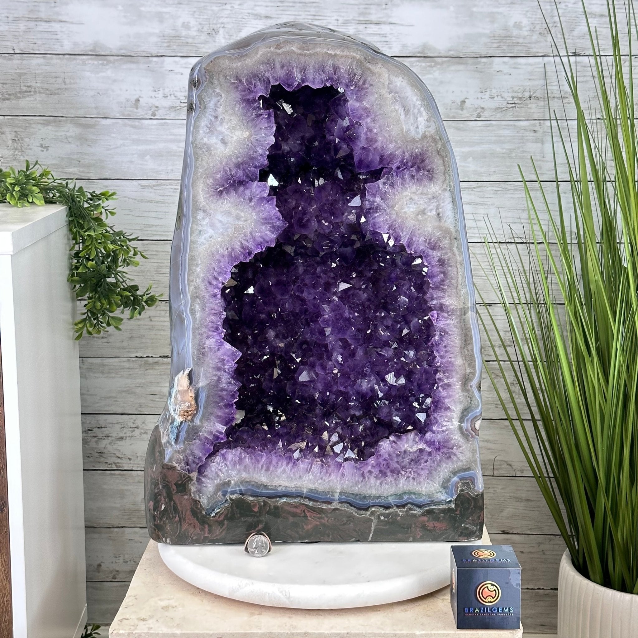 Extra Plus Quality Polished Brazilian Amethyst Cathedral, 107.8 lbs & 22.8" tall Model #5602-0062 by Brazil Gems - Brazil GemsBrazil GemsExtra Plus Quality Polished Brazilian Amethyst Cathedral, 107.8 lbs & 22.8" tall Model #5602-0062 by Brazil GemsPolished Cathedrals5602-0062