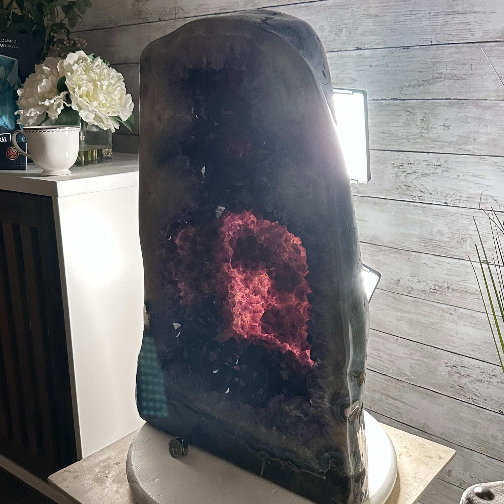 Extra Plus Quality Polished Brazilian Amethyst Cathedral, 107.8 lbs & 22.8" tall Model #5602-0062 by Brazil Gems - Brazil GemsBrazil GemsExtra Plus Quality Polished Brazilian Amethyst Cathedral, 107.8 lbs & 22.8" tall Model #5602-0062 by Brazil GemsPolished Cathedrals5602-0062