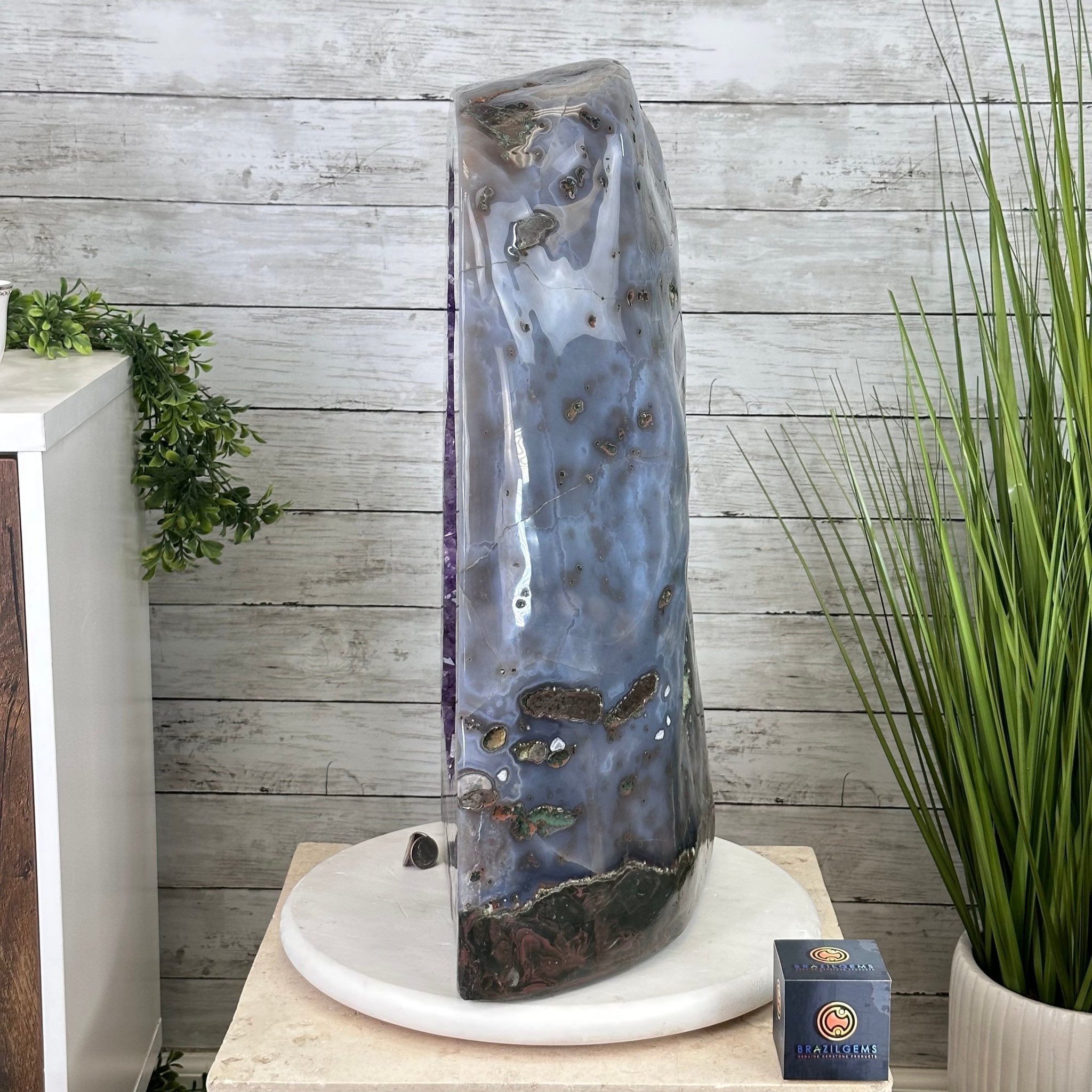 Extra Plus Quality Polished Brazilian Amethyst Cathedral, 107.8 lbs & 22.8" tall Model #5602-0062 by Brazil Gems - Brazil GemsBrazil GemsExtra Plus Quality Polished Brazilian Amethyst Cathedral, 107.8 lbs & 22.8" tall Model #5602-0062 by Brazil GemsPolished Cathedrals5602-0062