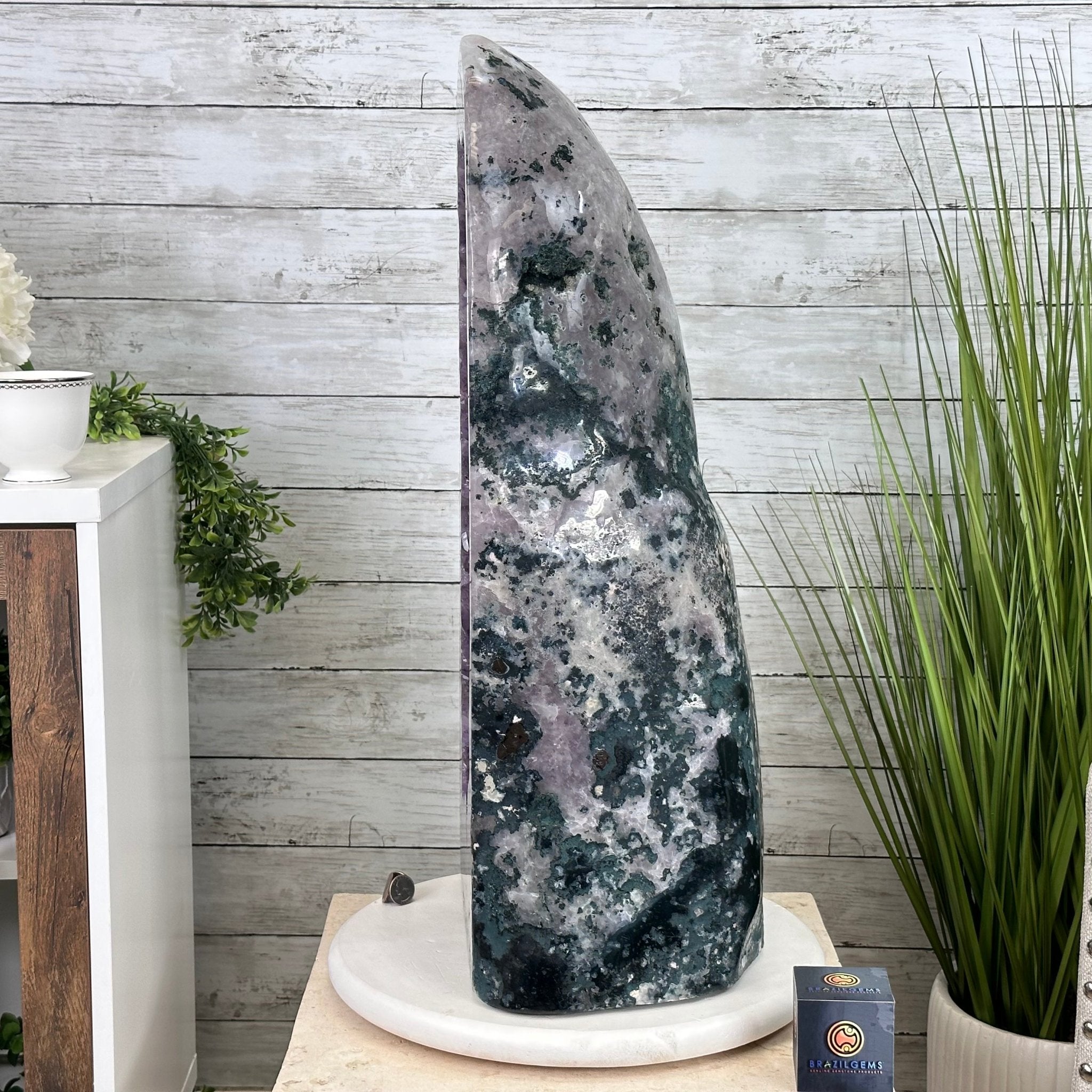 Extra Plus Quality Polished Brazilian Amethyst Cathedral, 115.9 lbs & 26.25" tall Model #5602-0065 by Brazil Gems - Brazil GemsBrazil GemsExtra Plus Quality Polished Brazilian Amethyst Cathedral, 115.9 lbs & 26.25" tall Model #5602-0065 by Brazil GemsPolished Cathedrals5602-0065