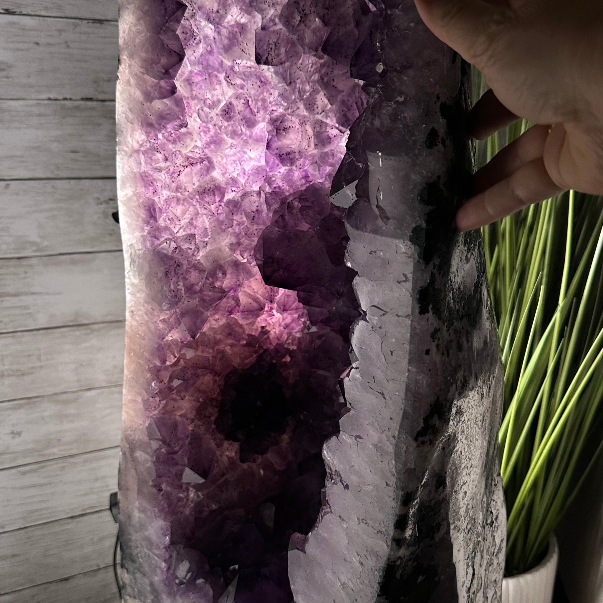Extra Plus Quality Polished Brazilian Amethyst Cathedral, 115.9 lbs & 26.25" tall Model #5602-0065 by Brazil Gems - Brazil GemsBrazil GemsExtra Plus Quality Polished Brazilian Amethyst Cathedral, 115.9 lbs & 26.25" tall Model #5602-0065 by Brazil GemsPolished Cathedrals5602-0065