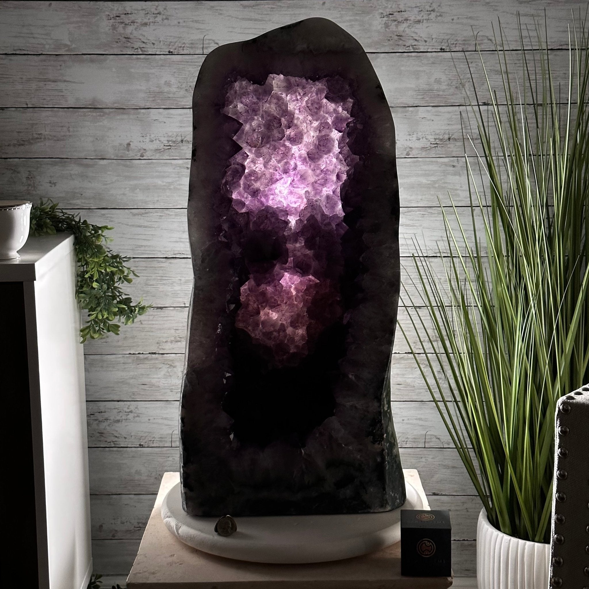 Extra Plus Quality Polished Brazilian Amethyst Cathedral, 115.9 lbs & 26.25" tall Model #5602-0065 by Brazil Gems - Brazil GemsBrazil GemsExtra Plus Quality Polished Brazilian Amethyst Cathedral, 115.9 lbs & 26.25" tall Model #5602-0065 by Brazil GemsPolished Cathedrals5602-0065