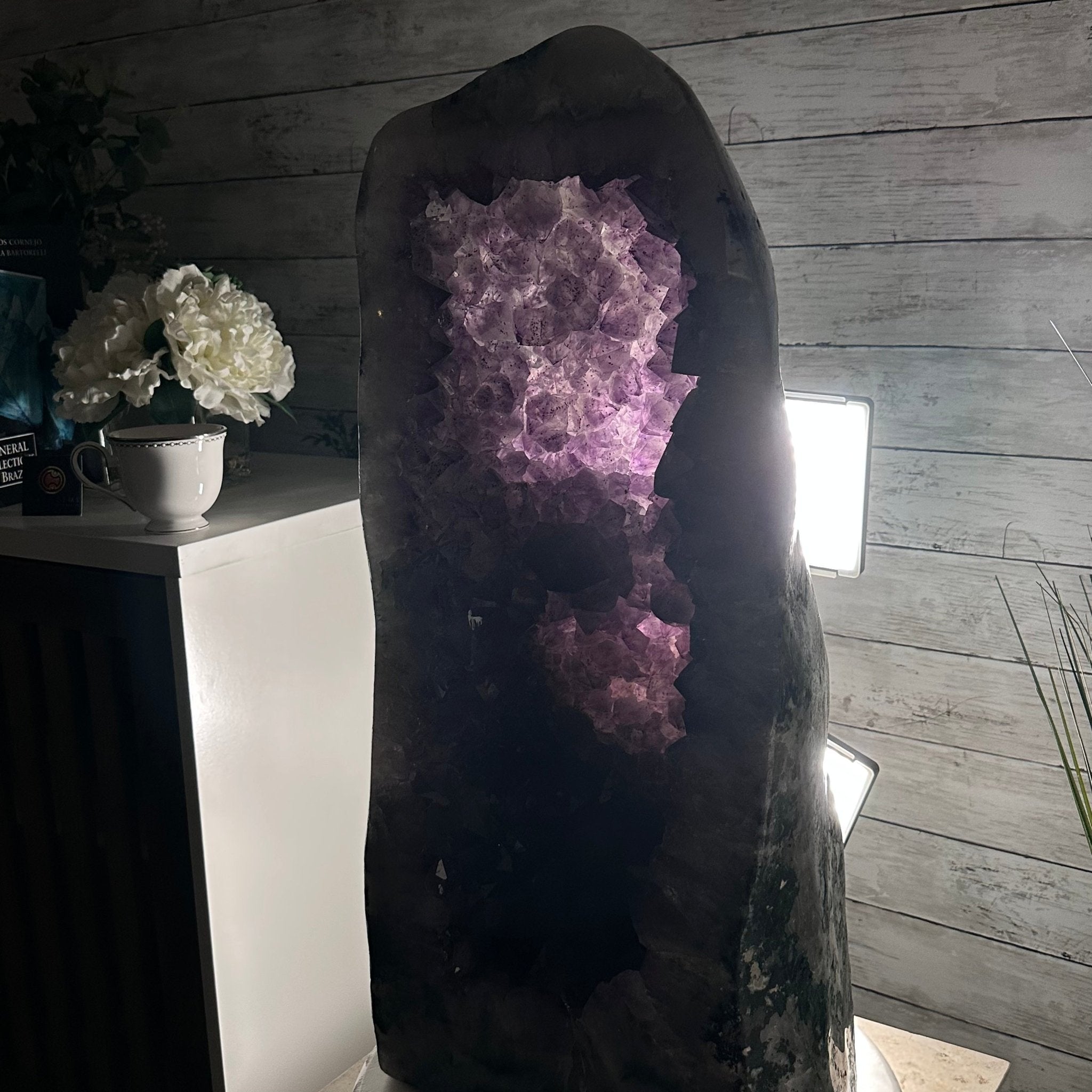 Extra Plus Quality Polished Brazilian Amethyst Cathedral, 115.9 lbs & 26.25" tall Model #5602-0065 by Brazil Gems - Brazil GemsBrazil GemsExtra Plus Quality Polished Brazilian Amethyst Cathedral, 115.9 lbs & 26.25" tall Model #5602-0065 by Brazil GemsPolished Cathedrals5602-0065