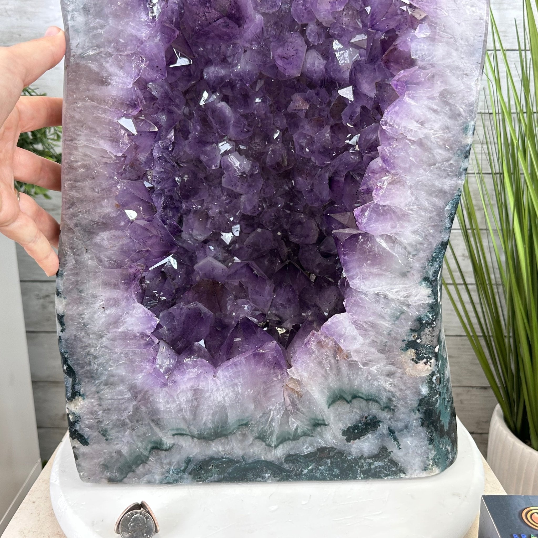 Extra Plus Quality Polished Brazilian Amethyst Cathedral, 115.9 lbs & 26.25" tall Model #5602-0065 by Brazil Gems - Brazil GemsBrazil GemsExtra Plus Quality Polished Brazilian Amethyst Cathedral, 115.9 lbs & 26.25" tall Model #5602-0065 by Brazil GemsPolished Cathedrals5602-0065