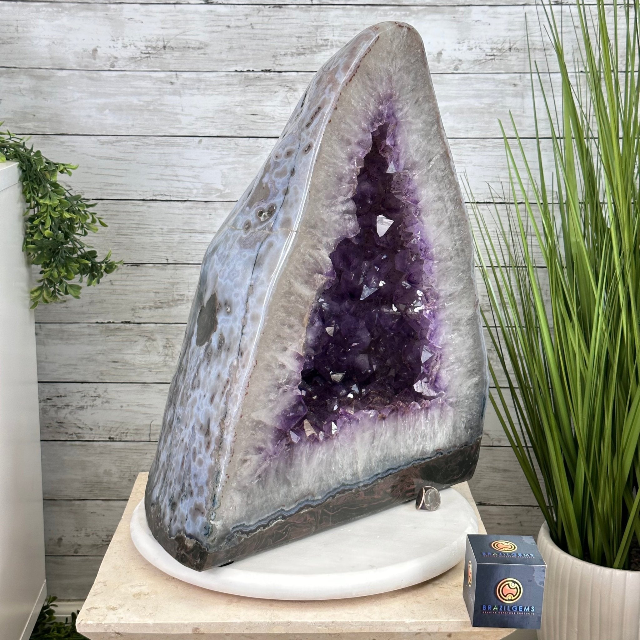 Extra Plus Quality Polished Brazilian Amethyst Cathedral, 116.9 lbs & 20.6" tall Model #5602-0011 by Brazil Gems - Brazil GemsBrazil GemsExtra Plus Quality Polished Brazilian Amethyst Cathedral, 116.9 lbs & 20.6" tall Model #5602-0011 by Brazil GemsPolished Cathedrals5602-0011