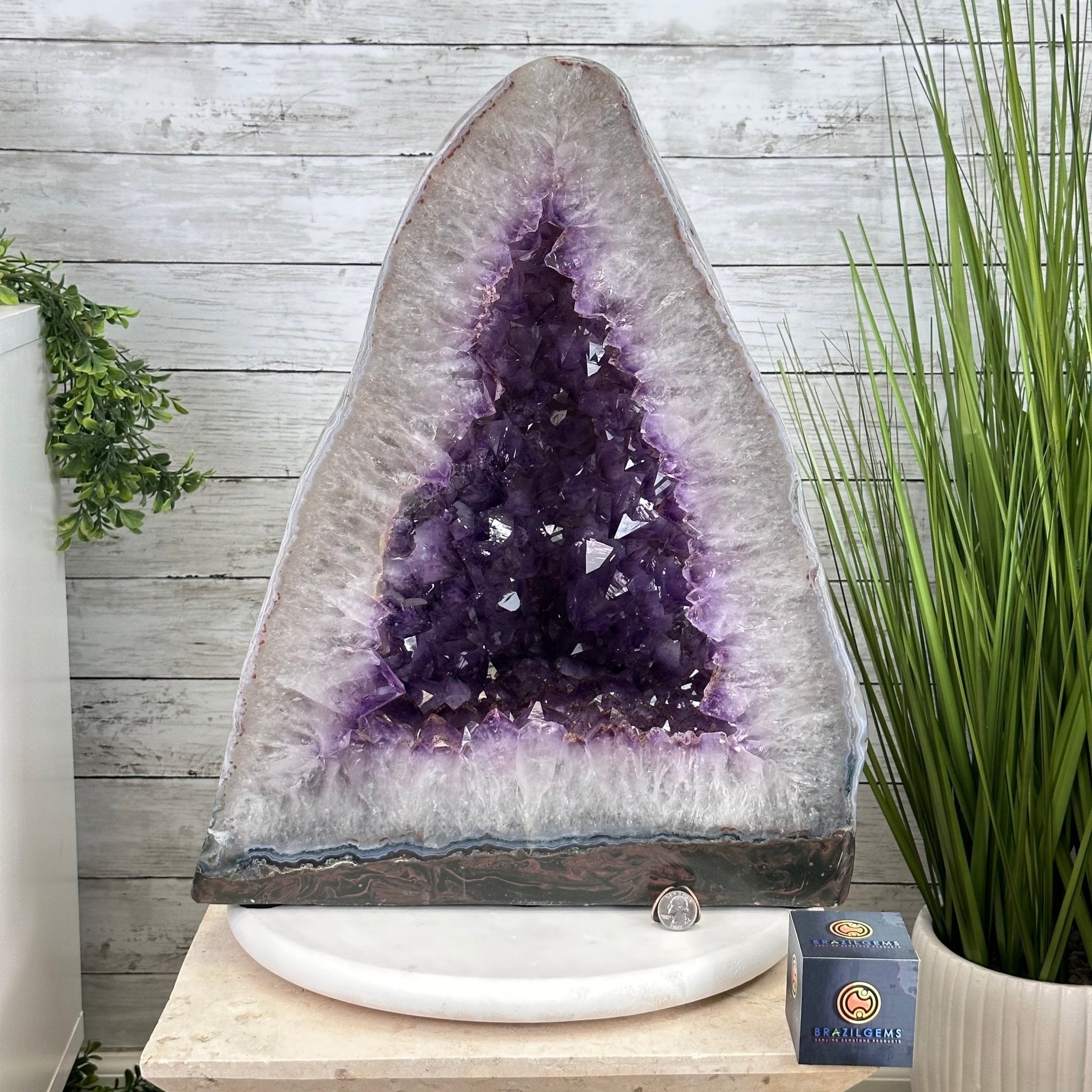 Extra Plus Quality Polished Brazilian Amethyst Cathedral, 116.9 lbs & 20.6" tall Model #5602-0011 by Brazil Gems - Brazil GemsBrazil GemsExtra Plus Quality Polished Brazilian Amethyst Cathedral, 116.9 lbs & 20.6" tall Model #5602-0011 by Brazil GemsPolished Cathedrals5602-0011