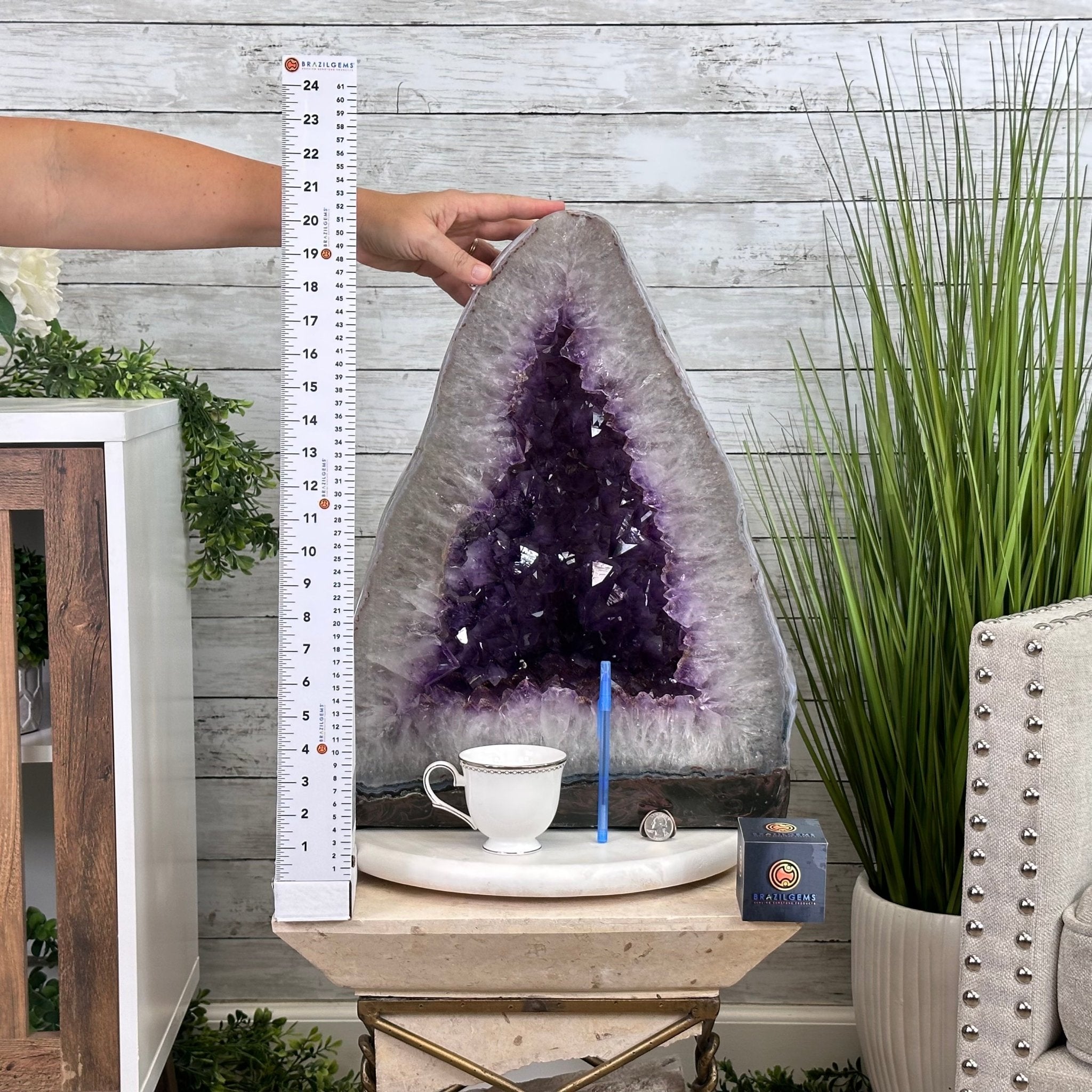 Extra Plus Quality Polished Brazilian Amethyst Cathedral, 116.9 lbs & 20.6" tall Model #5602-0011 by Brazil Gems - Brazil GemsBrazil GemsExtra Plus Quality Polished Brazilian Amethyst Cathedral, 116.9 lbs & 20.6" tall Model #5602-0011 by Brazil GemsPolished Cathedrals5602-0011