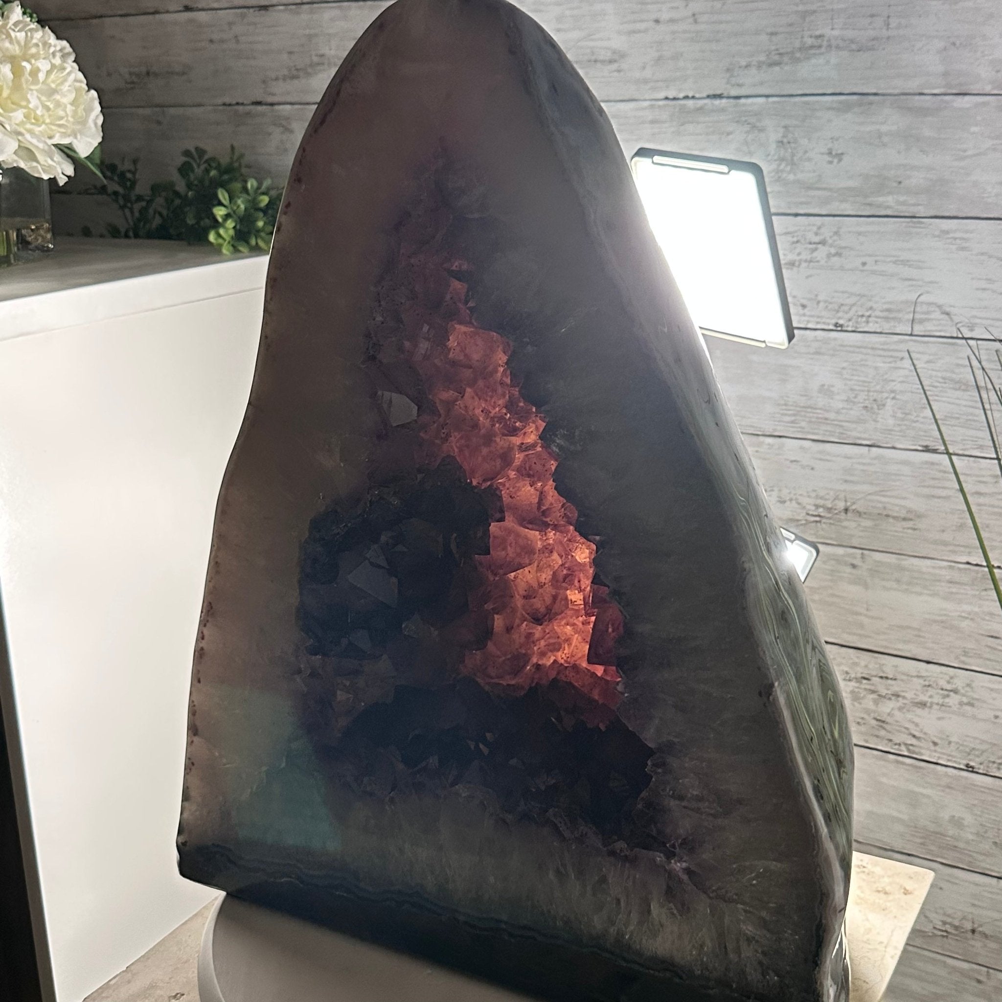 Extra Plus Quality Polished Brazilian Amethyst Cathedral, 116.9 lbs & 20.6" tall Model #5602-0011 by Brazil Gems - Brazil GemsBrazil GemsExtra Plus Quality Polished Brazilian Amethyst Cathedral, 116.9 lbs & 20.6" tall Model #5602-0011 by Brazil GemsPolished Cathedrals5602-0011