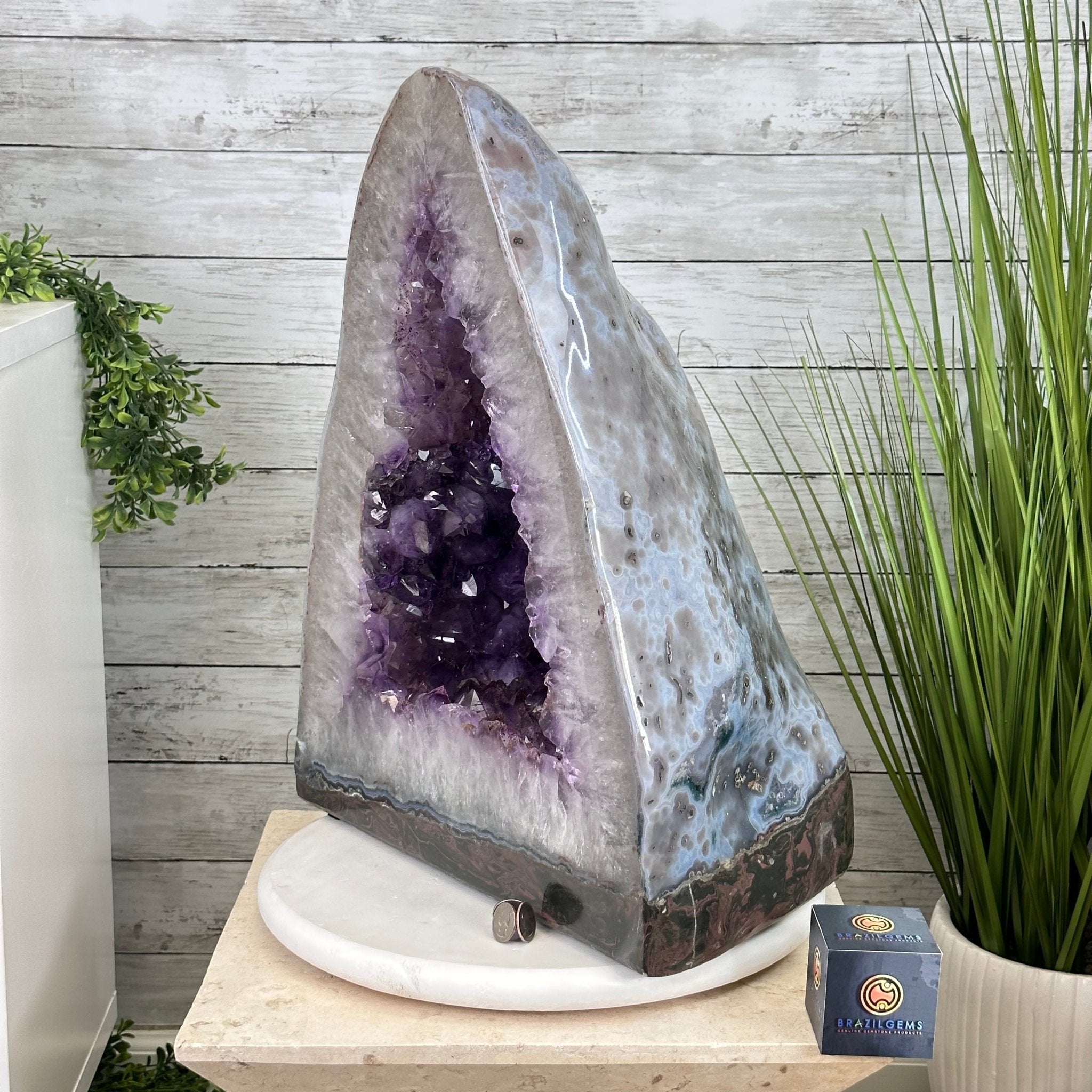 Extra Plus Quality Polished Brazilian Amethyst Cathedral, 116.9 lbs & 20.6" tall Model #5602-0011 by Brazil Gems - Brazil GemsBrazil GemsExtra Plus Quality Polished Brazilian Amethyst Cathedral, 116.9 lbs & 20.6" tall Model #5602-0011 by Brazil GemsPolished Cathedrals5602-0011
