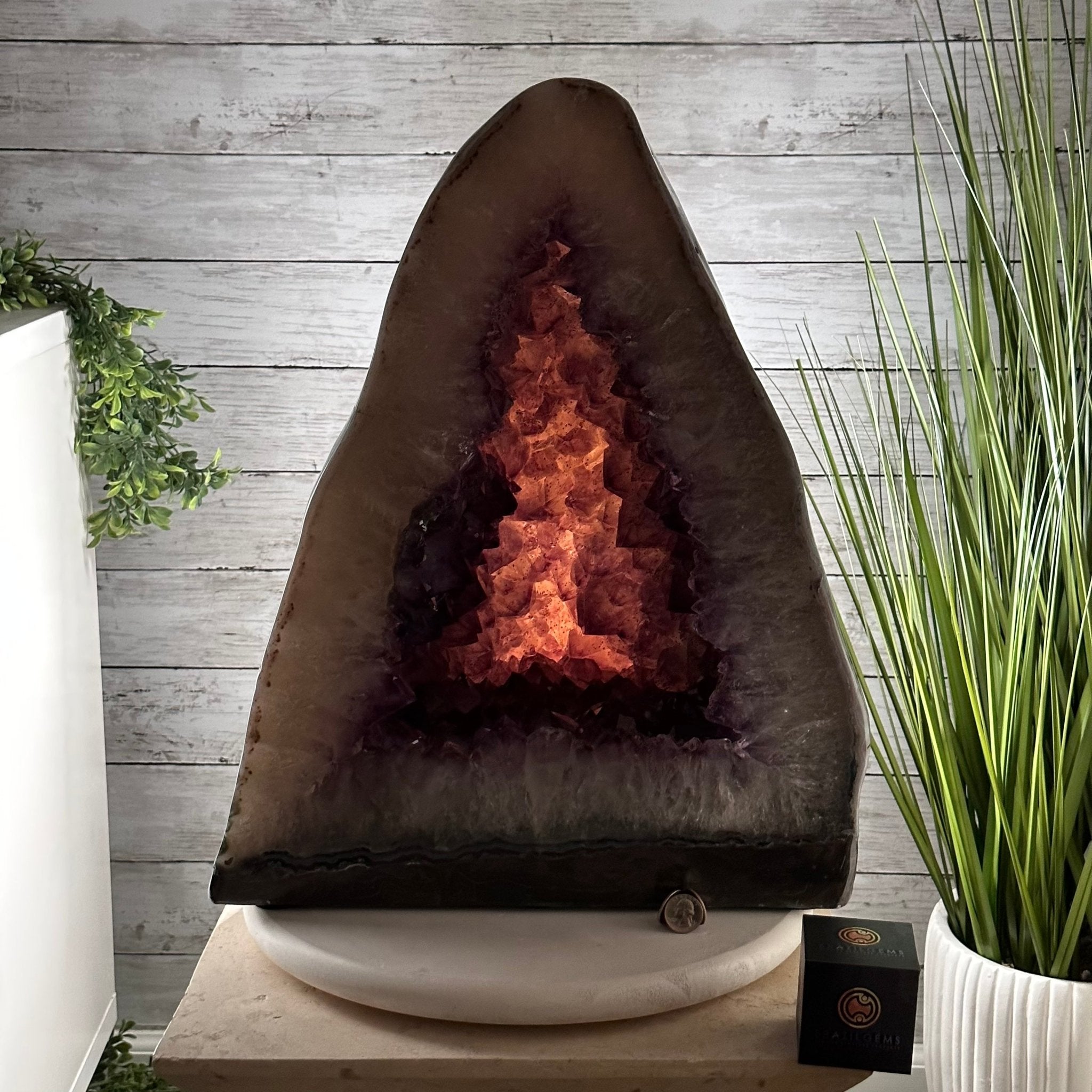 Extra Plus Quality Polished Brazilian Amethyst Cathedral, 116.9 lbs & 20.6" tall Model #5602-0011 by Brazil Gems - Brazil GemsBrazil GemsExtra Plus Quality Polished Brazilian Amethyst Cathedral, 116.9 lbs & 20.6" tall Model #5602-0011 by Brazil GemsPolished Cathedrals5602-0011