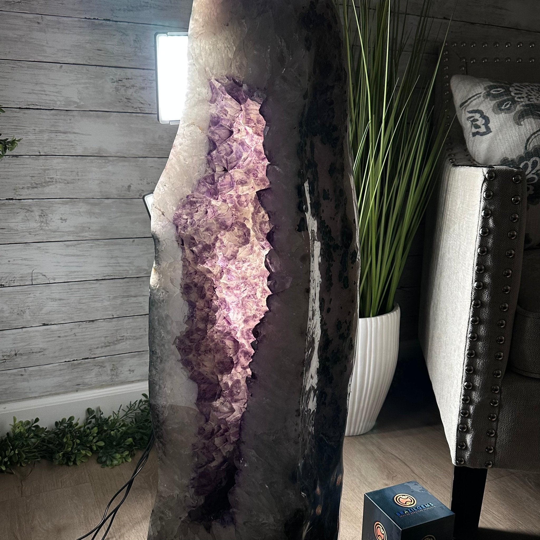 Extra Plus Quality Polished Brazilian Amethyst Cathedral, 148.2 lbs & 37.5" tall Model #5602-0183 by Brazil Gems - Brazil GemsBrazil GemsExtra Plus Quality Polished Brazilian Amethyst Cathedral, 148.2 lbs & 37.5" tall Model #5602-0183 by Brazil GemsPolished Cathedrals5602-0183