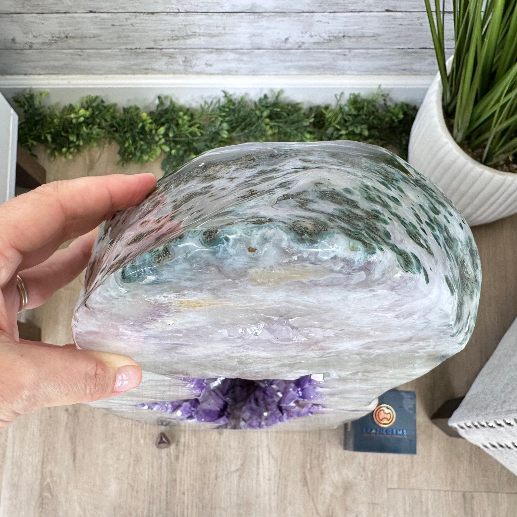 Extra Plus Quality Polished Brazilian Amethyst Cathedral, 148.2 lbs & 37.5" tall Model #5602-0183 by Brazil Gems - Brazil GemsBrazil GemsExtra Plus Quality Polished Brazilian Amethyst Cathedral, 148.2 lbs & 37.5" tall Model #5602-0183 by Brazil GemsPolished Cathedrals5602-0183