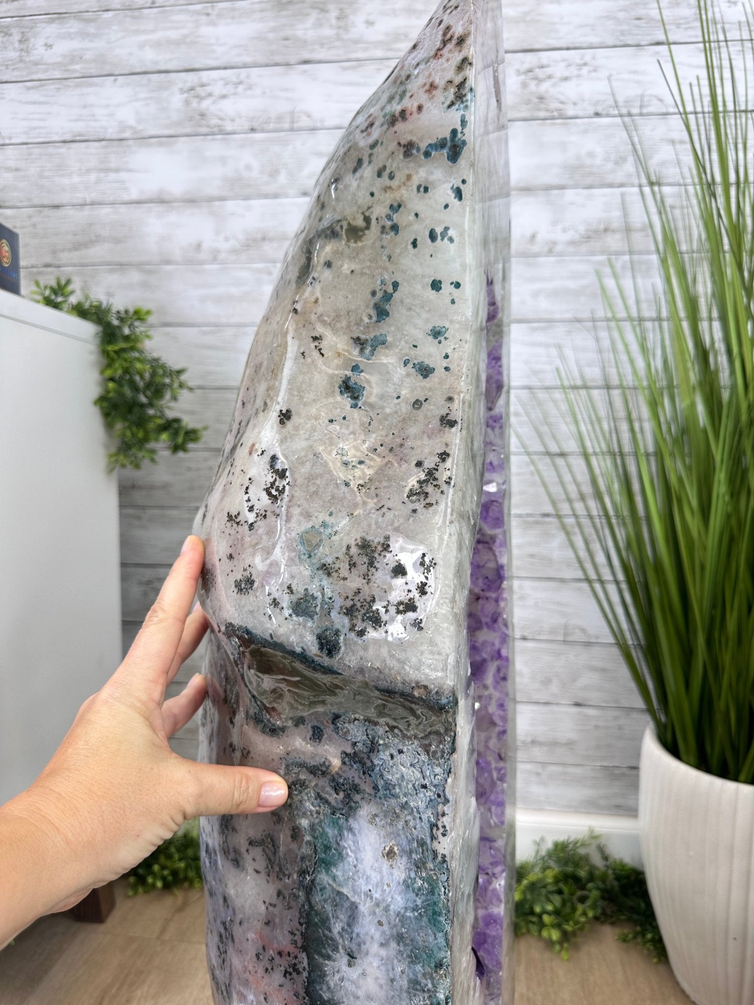 Extra Plus Quality Polished Brazilian Amethyst Cathedral, 148.2 lbs & 37.5" tall Model #5602-0183 by Brazil Gems - Brazil GemsBrazil GemsExtra Plus Quality Polished Brazilian Amethyst Cathedral, 148.2 lbs & 37.5" tall Model #5602-0183 by Brazil GemsPolished Cathedrals5602-0183