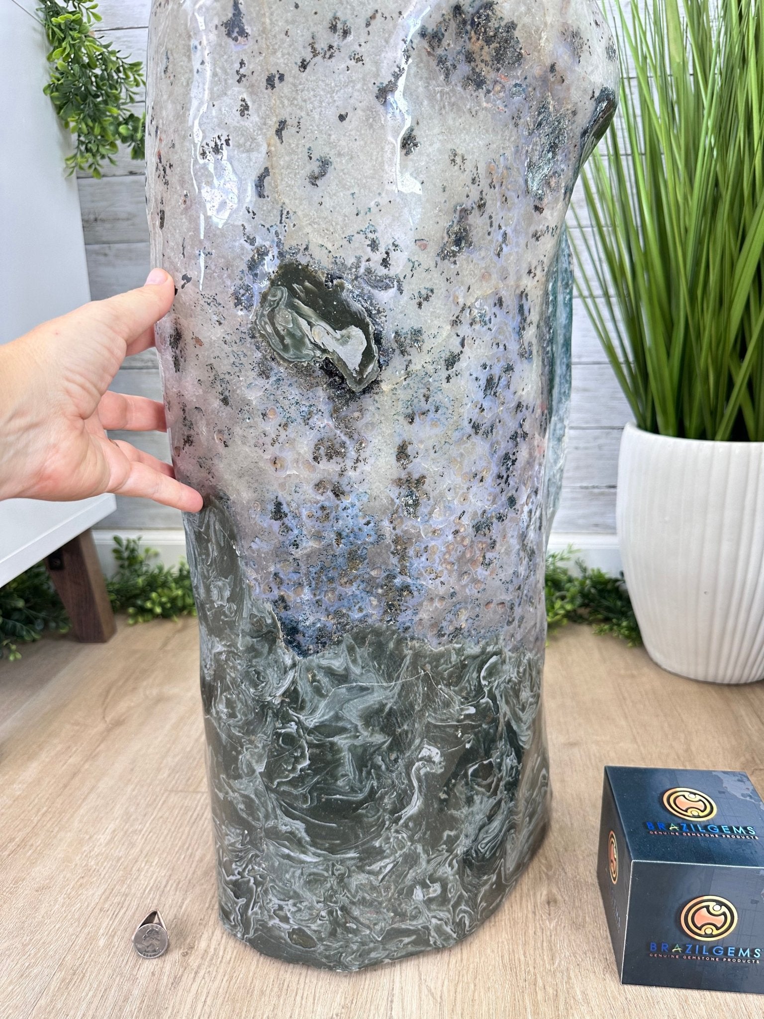 Extra Plus Quality Polished Brazilian Amethyst Cathedral, 148.2 lbs & 37.5" tall Model #5602-0183 by Brazil Gems - Brazil GemsBrazil GemsExtra Plus Quality Polished Brazilian Amethyst Cathedral, 148.2 lbs & 37.5" tall Model #5602-0183 by Brazil GemsPolished Cathedrals5602-0183