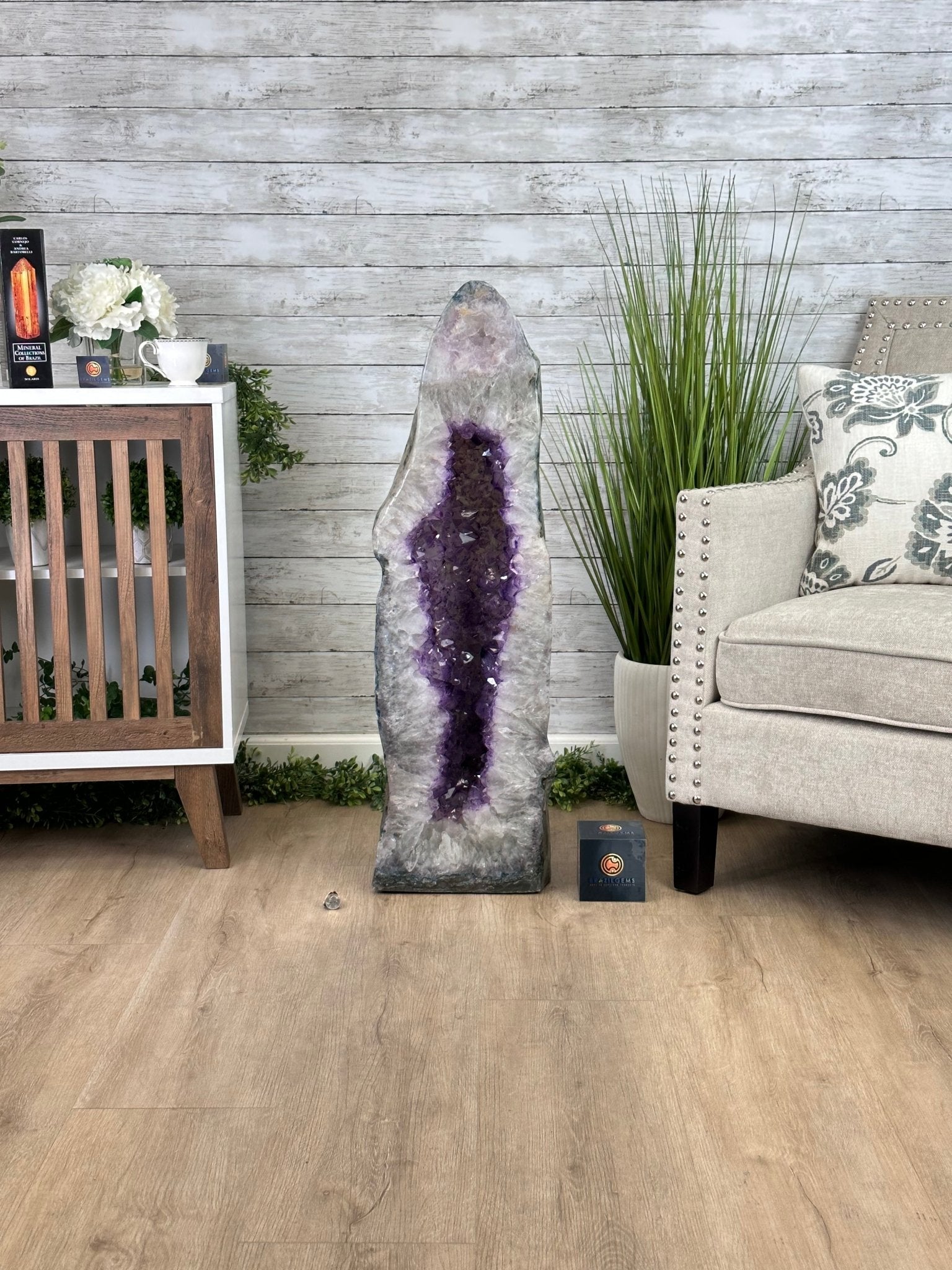 Extra Plus Quality Polished Brazilian Amethyst Cathedral, 148.2 lbs & 37.5" tall Model #5602-0183 by Brazil Gems - Brazil GemsBrazil GemsExtra Plus Quality Polished Brazilian Amethyst Cathedral, 148.2 lbs & 37.5" tall Model #5602-0183 by Brazil GemsPolished Cathedrals5602-0183
