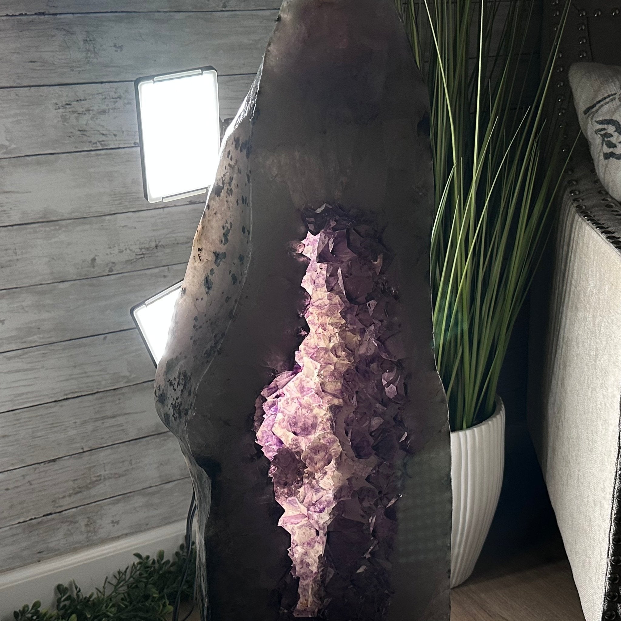 Extra Plus Quality Polished Brazilian Amethyst Cathedral, 148.2 lbs & 37.5" tall Model #5602-0183 by Brazil Gems - Brazil GemsBrazil GemsExtra Plus Quality Polished Brazilian Amethyst Cathedral, 148.2 lbs & 37.5" tall Model #5602-0183 by Brazil GemsPolished Cathedrals5602-0183